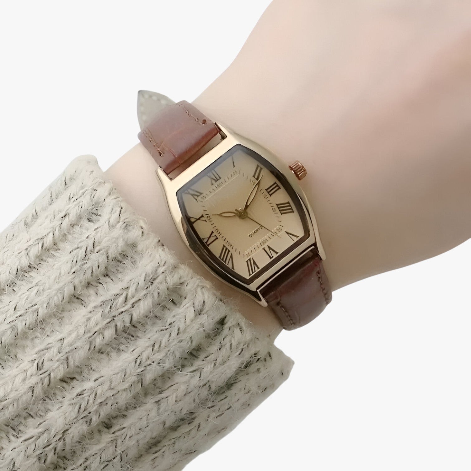 Aurora | Elegant Dameur med Vintage Læderrem - Mørkebrun - watches - {{ product_tags }