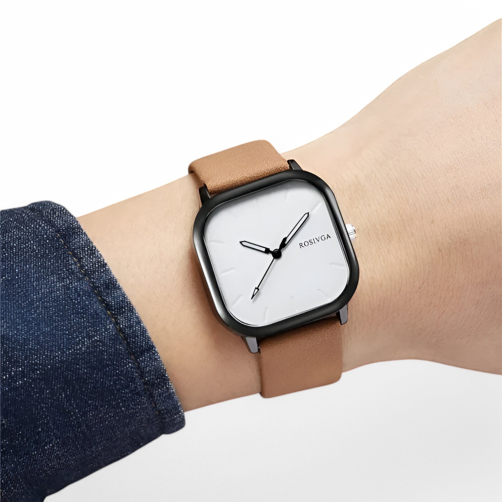 Elias | Kvartsur i PU læder med firkantet urskive - - watches - {{ product_tags }