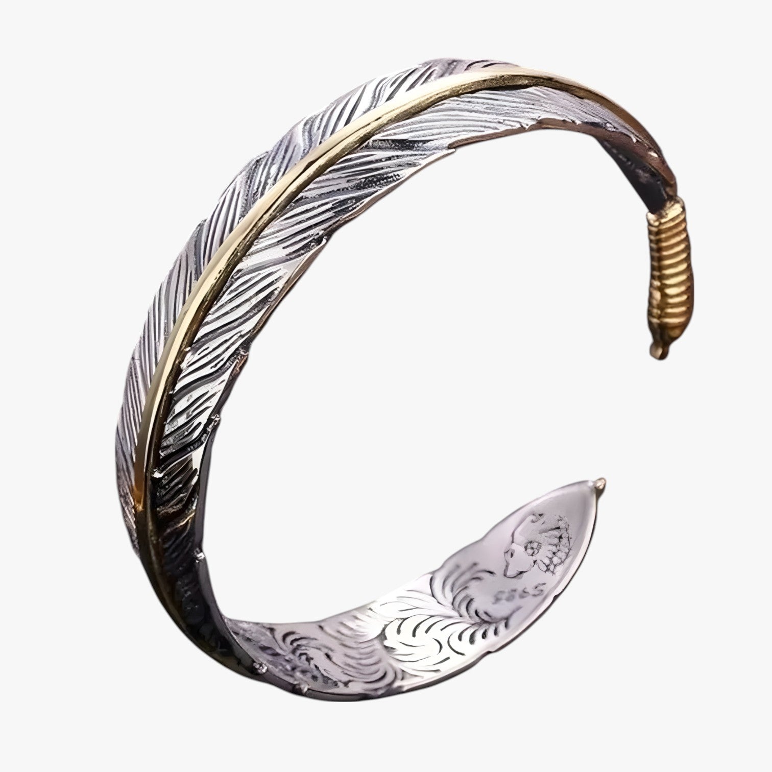 Jayce | Armband i 925 sølv med guldfjer i vintage punk stil - - Jayce | Armband i 925 sølv med guldfjer i vintage punk stil - €25 - {{ product_tags }