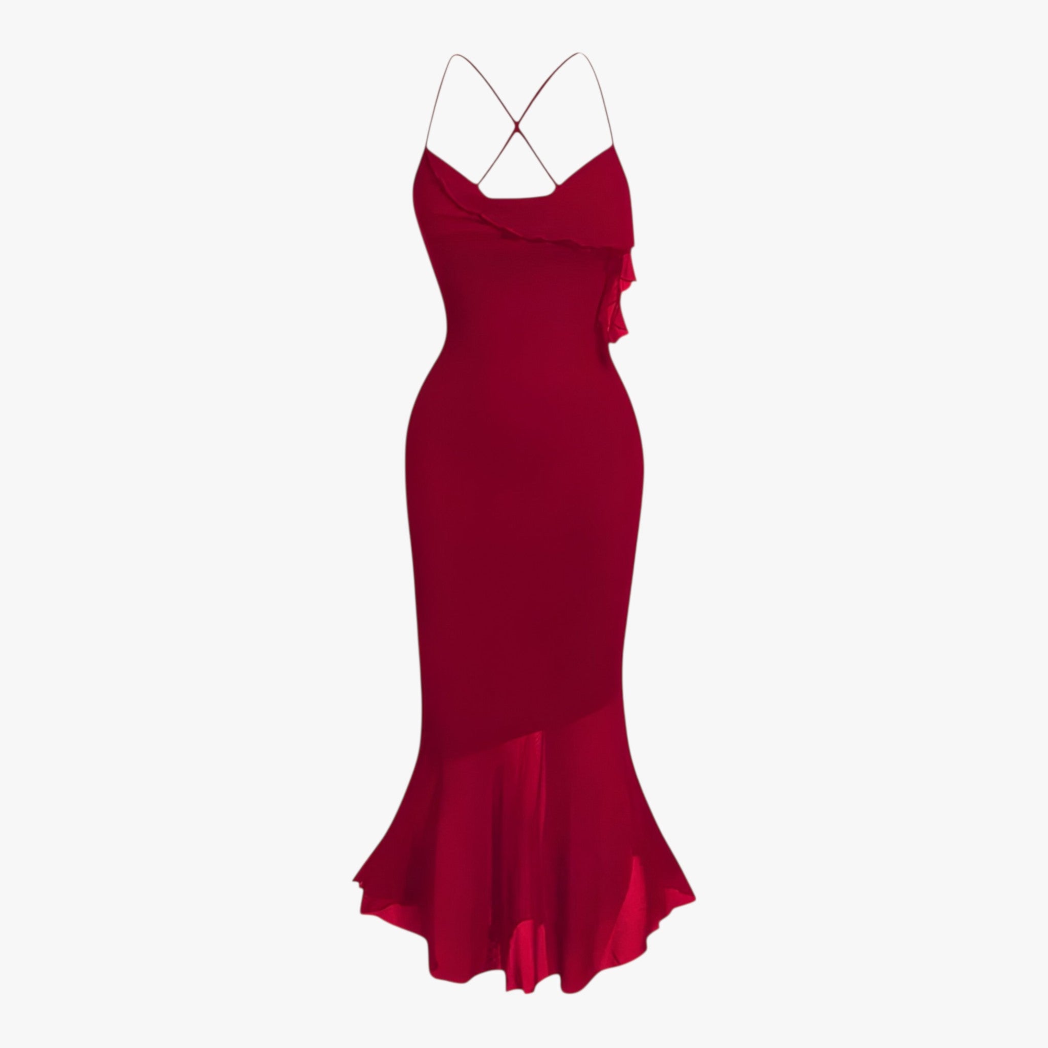 Aurélie | Draperet midi-kjole - Tidsløs og forførende - Rød - women's fashion - {{ product_tags }