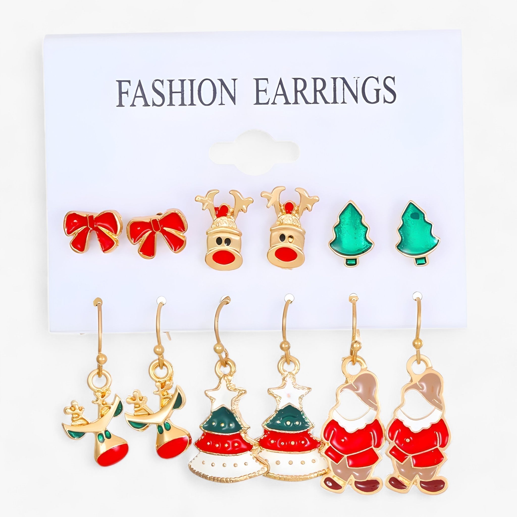 Sparkle | Sæt med 6 par juleøreringe - Glitrende design i zirkonia - 5 1 +1 GRATIS - christmas - {{ product_tags }