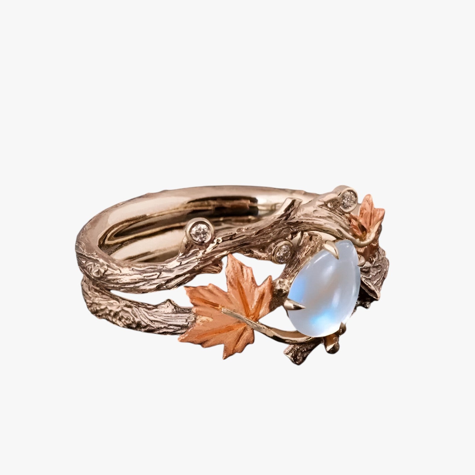 Kelsey | Guld bladring – Tidsløs charms med månesten glimt - - women's fashion - {{ product_tags }