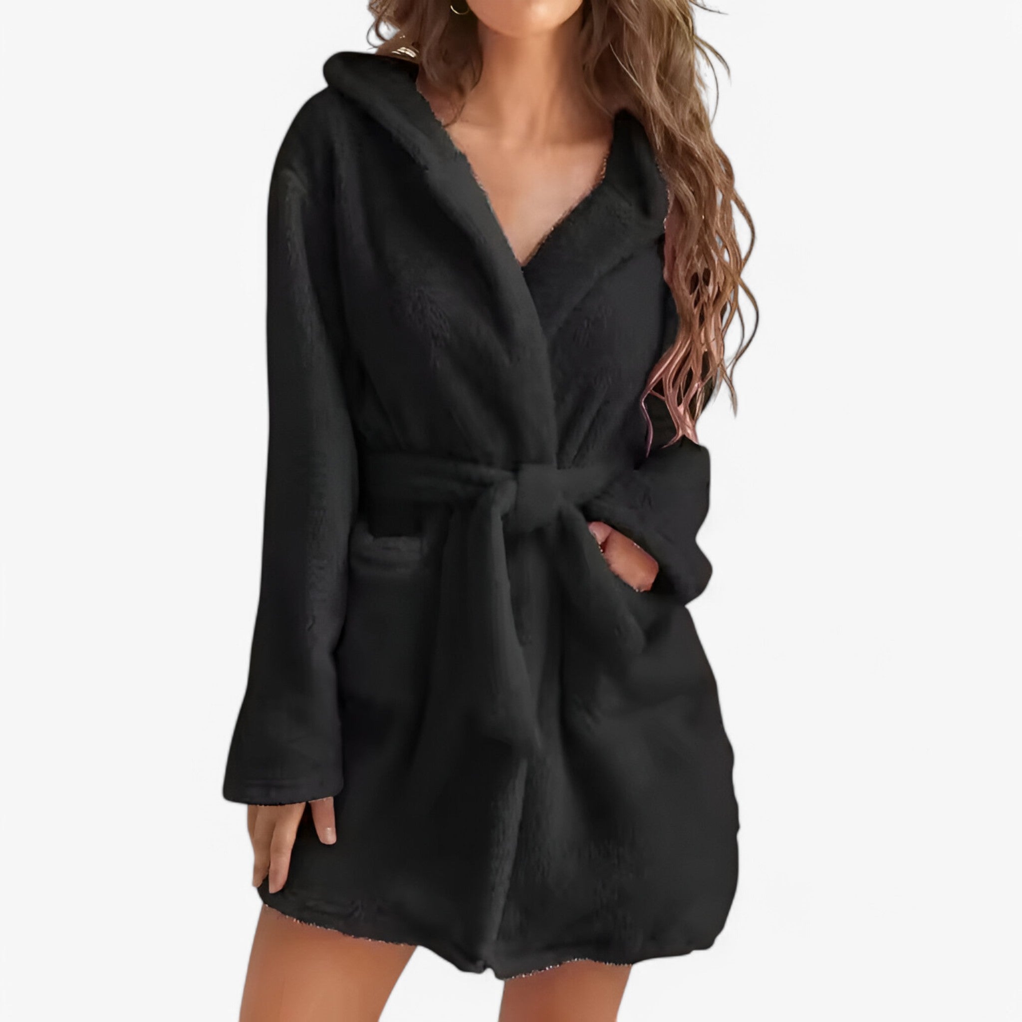 Freja | Varm og Fuzzy Hættebadekåbe - R20225Sort - women's fashion - {{ product_tags }