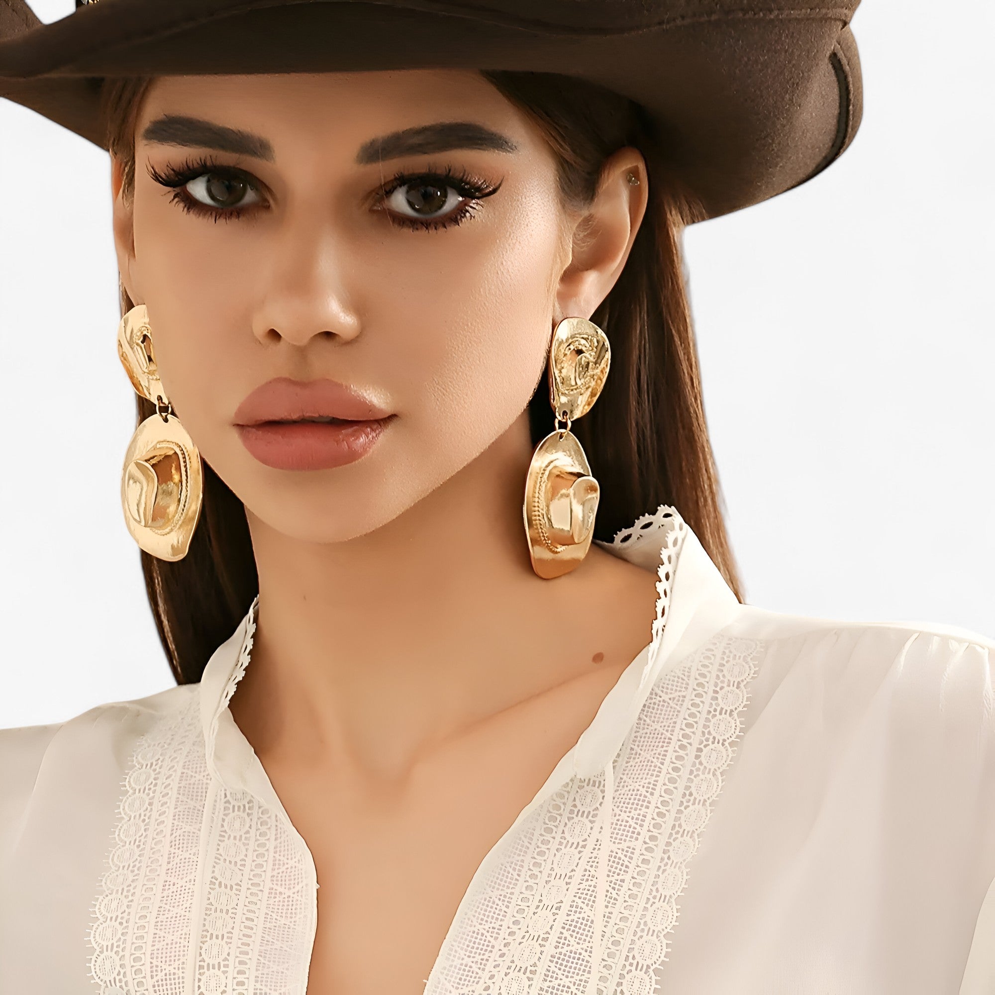 Alena| Vintage cowboyhat øreringe – Trendy festtilbehør - - women's fashion - {{ product_tags }