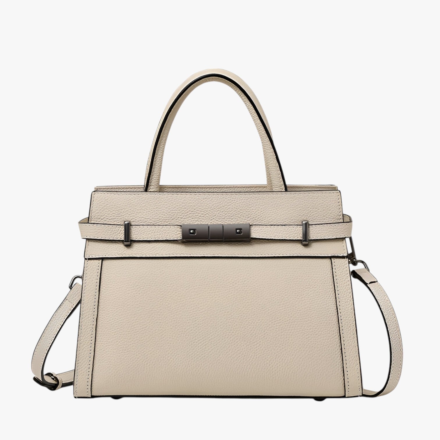 Zariyah | Bambertaske i ægte korthåret læder - Beige (20cm< Makslængde <30cm) - bags - {{ product_tags }