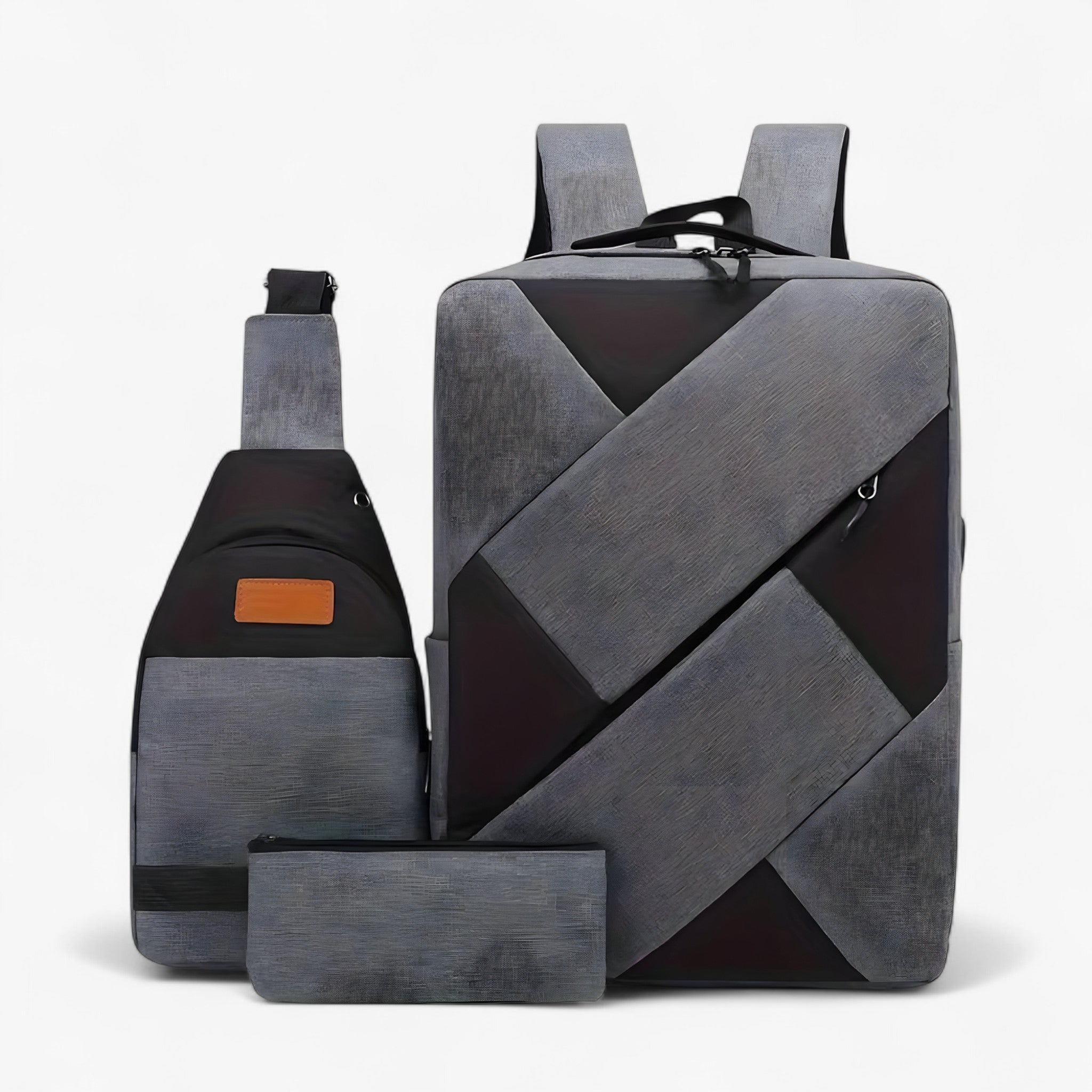 Evan | Sæt 3 i 1 med rygsæk og matchende accessories - Grå - bags - {{ product_tags }