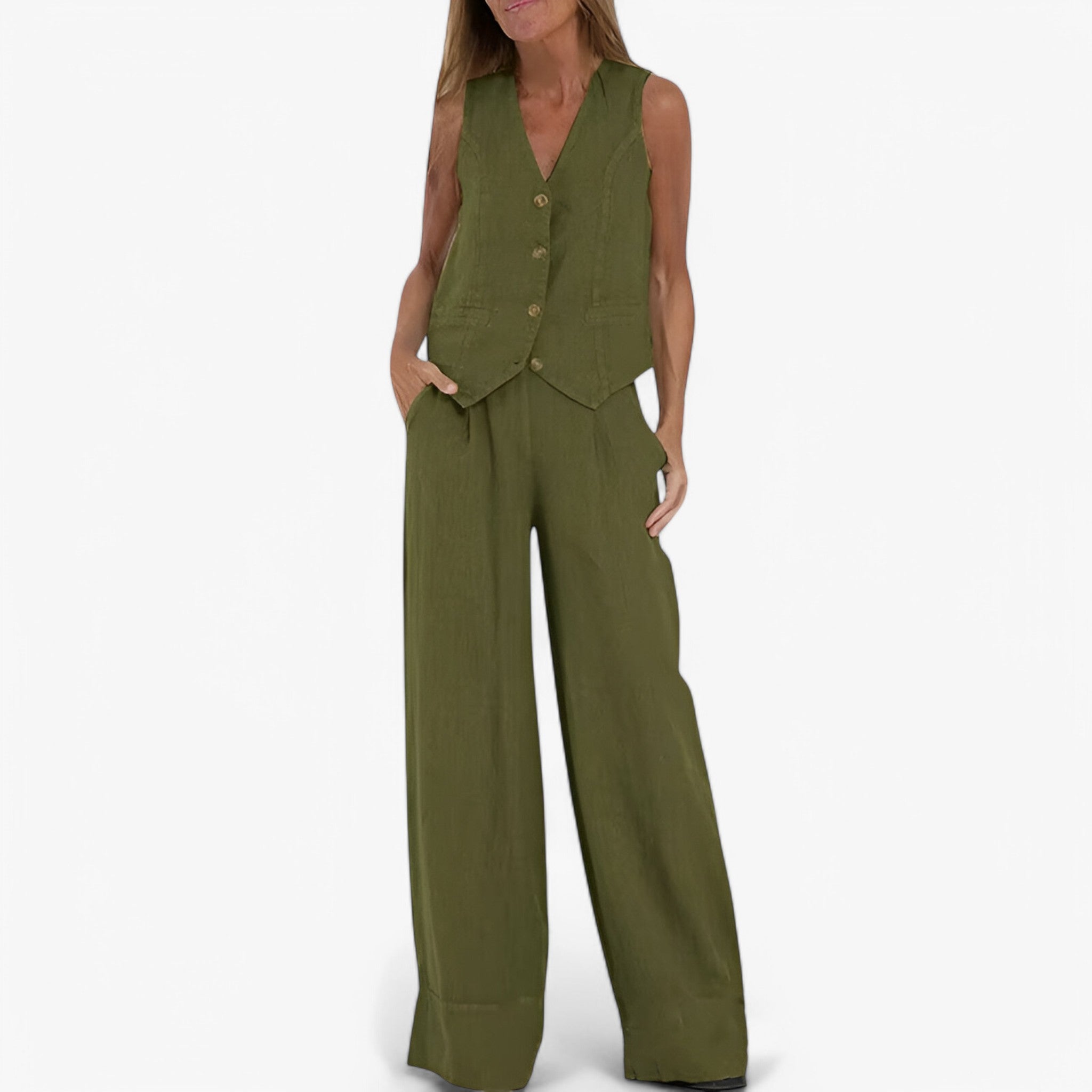 Lina | Ærmeløs vest (med gratis koordinerede bukser) - - women's fashion - {{ product_tags }