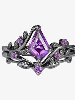 Eva | Sæt af Lilla Stabelbare Ringe i Elegant Goth Stil