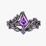 Eva | Set of purple stackable rings in elegant goth style
