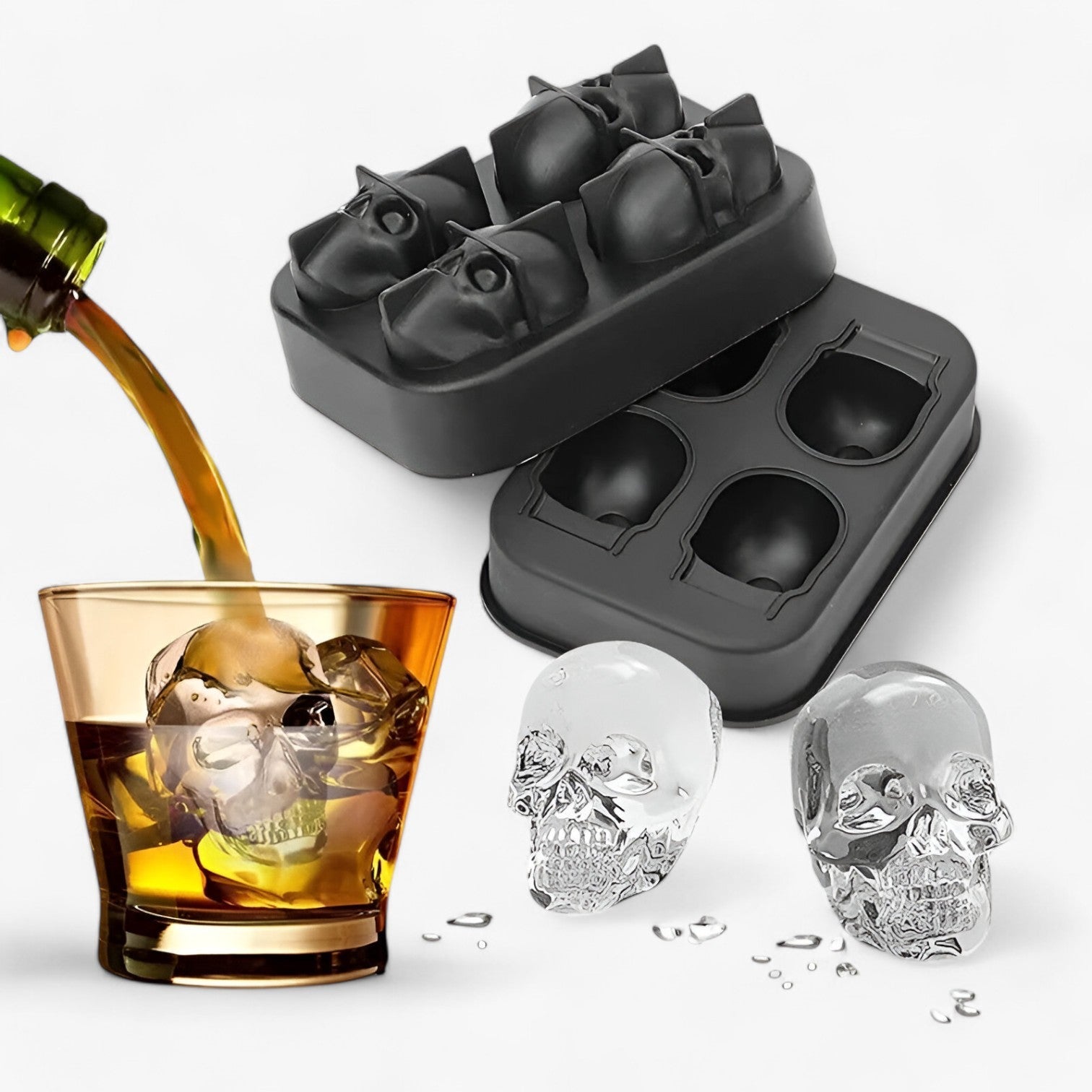 Dexie | 3D kraniet isterningsform med tragt til kreative drikke og cocktails - - gadgets - {{ product_tags }