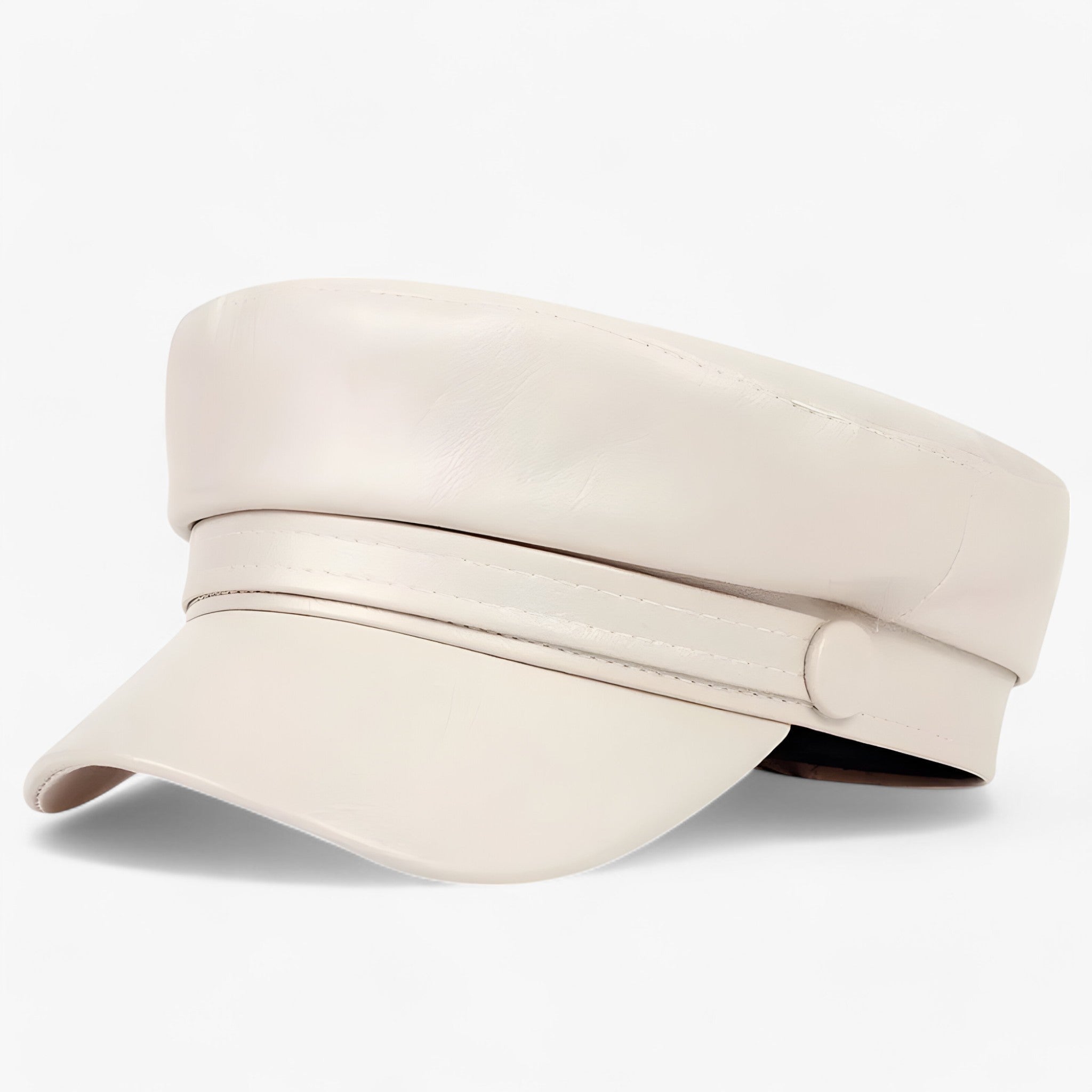 Nova | Ottekantet flad kasket | PU-læderhat - Beige - men's fashion - {{ product_tags }