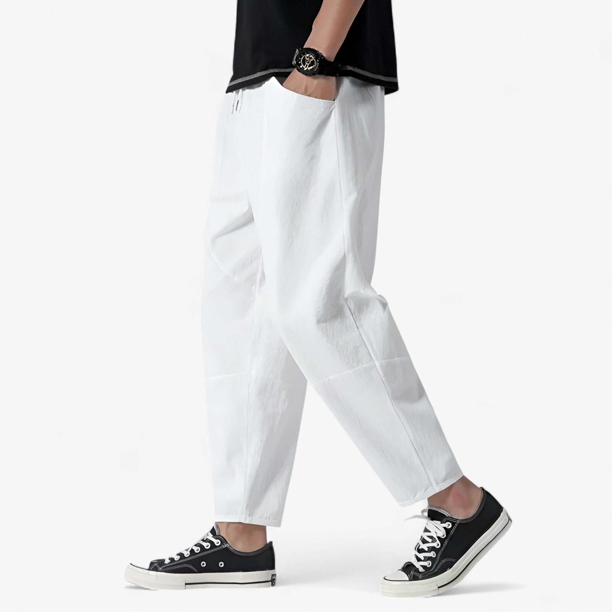 Jimmy | Herre Linned Bukser til Mænd - Loose Fit Komfort - Hvid - men's fashion - {{ product_tags }