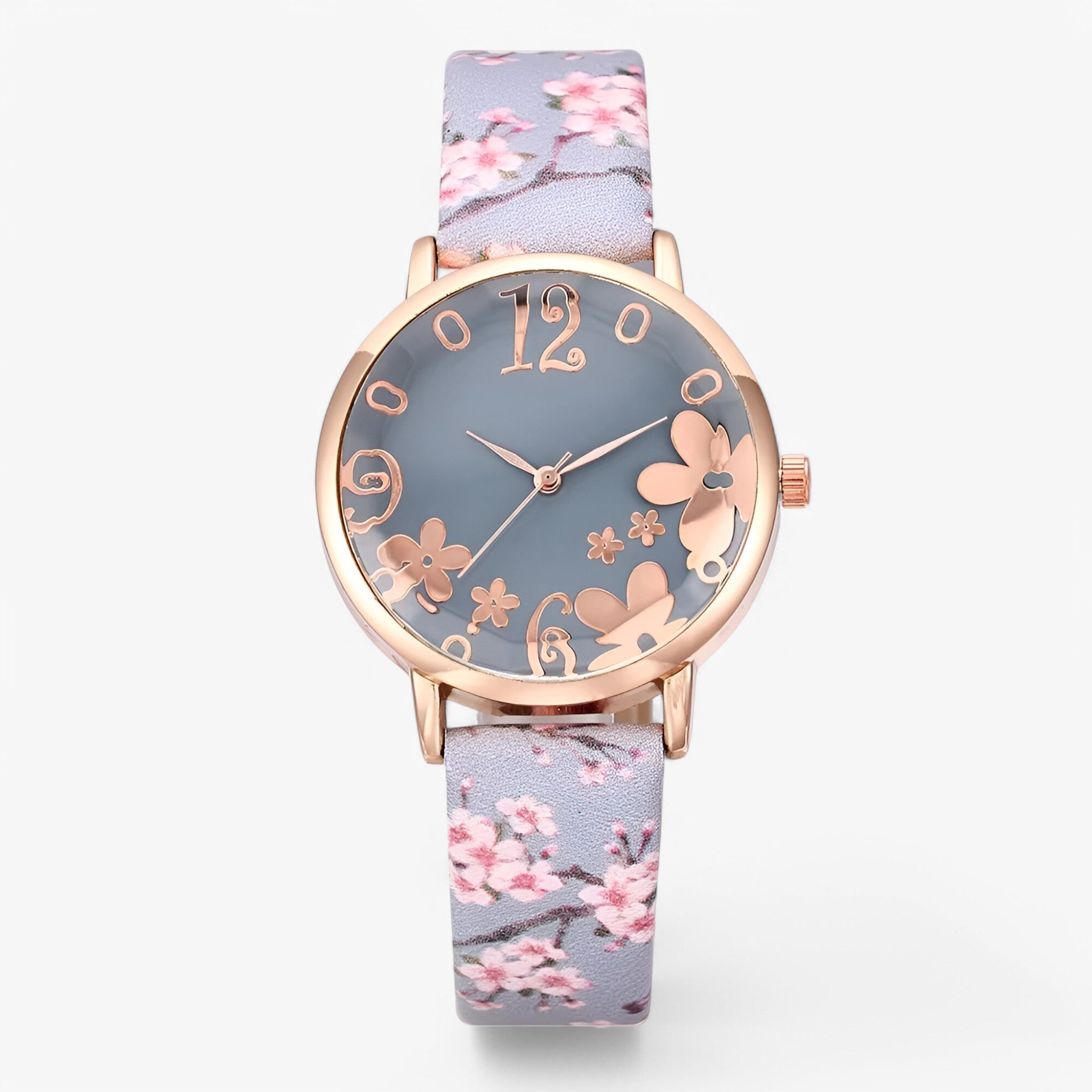 Kimberly | Dameur med blomster urskive og matchende armbånd - Himmelblå - watches - {{ product_tags }