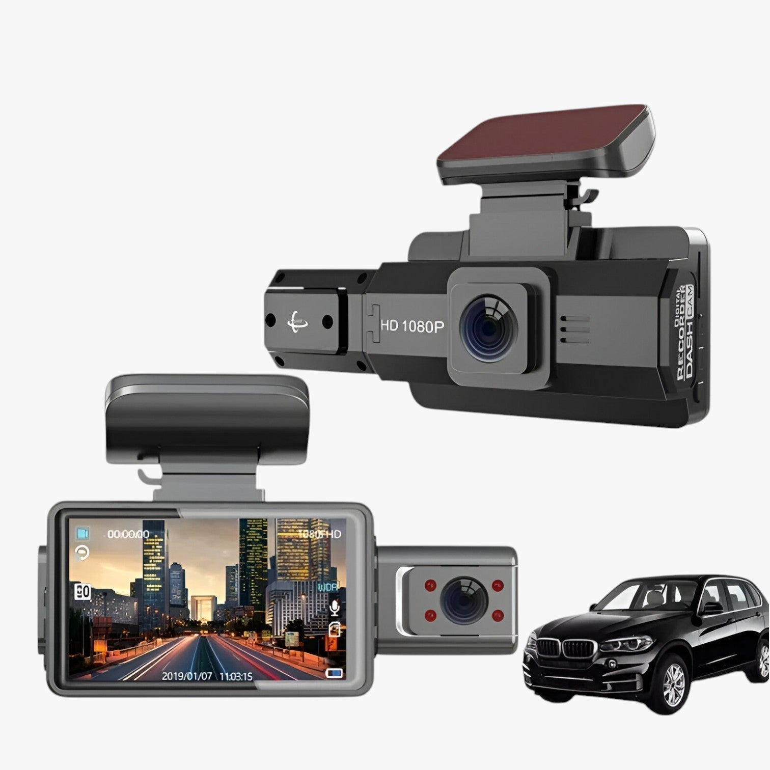 Brin | Dashcam med trippel linse – 1080P HD og natvision - - gadgets - {{ product_tags }