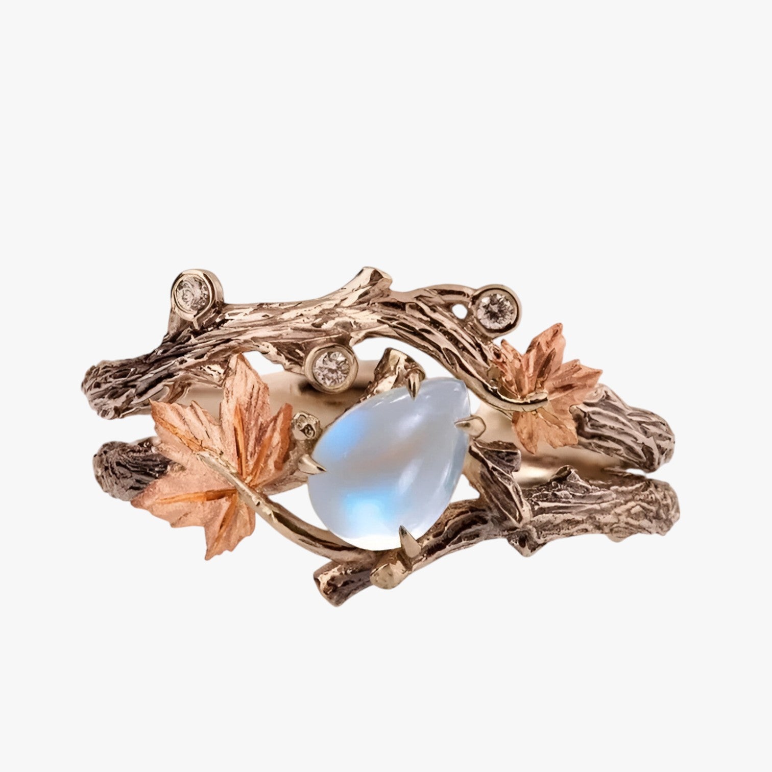 Kelsey | Guld bladring – Tidsløs charms med månesten glimt - - women's fashion - {{ product_tags }