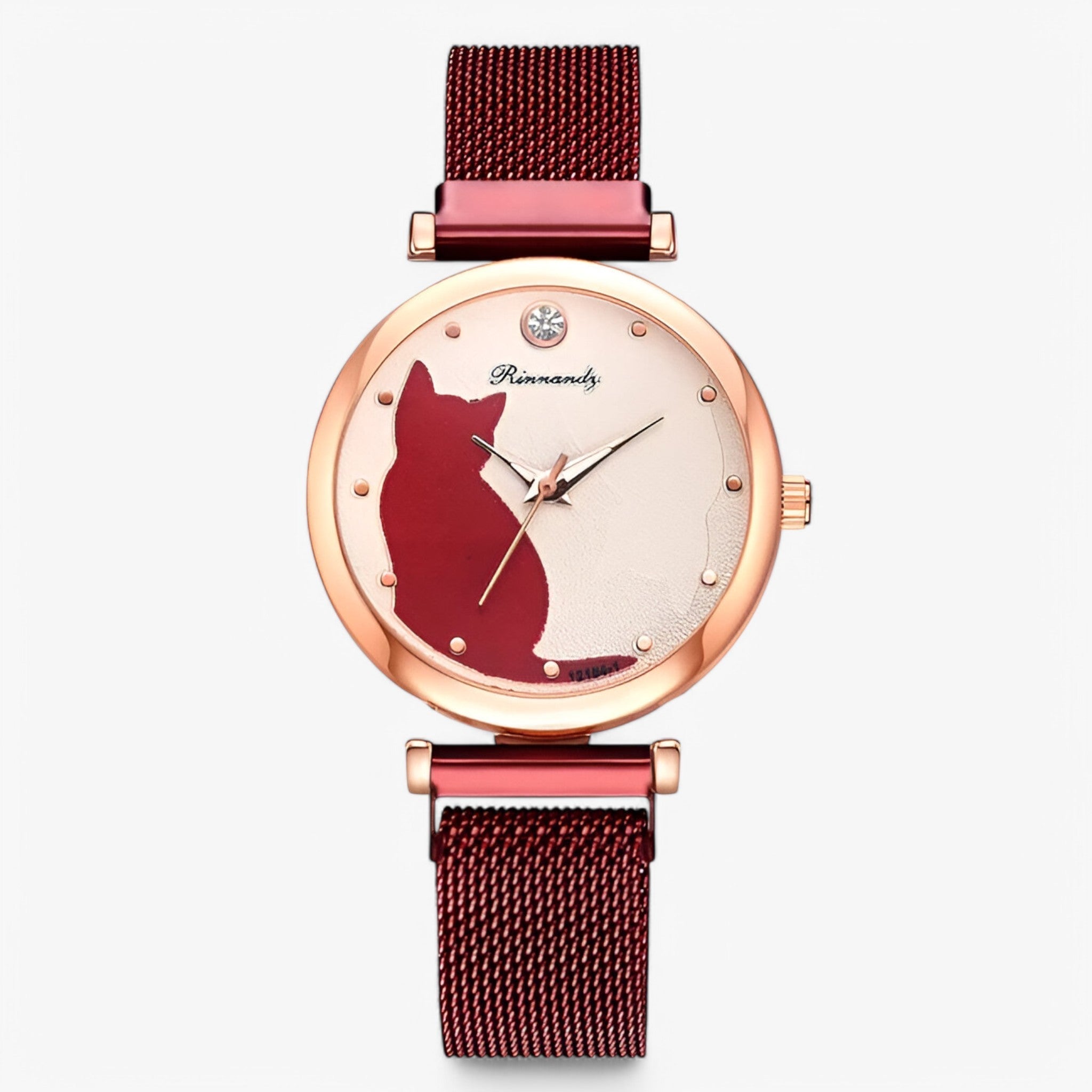 Skylar | Dameur med Cat Dial og Mesh-rem - Rød - watches - {{ product_tags }