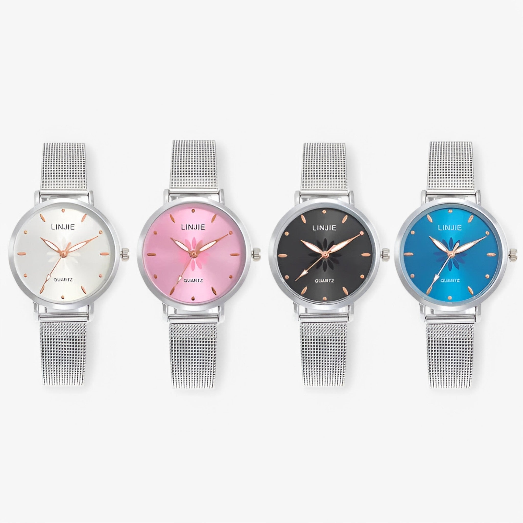 Emma | Minimalistisk sølvur med blomster og stålrem - - watches - {{ product_tags }