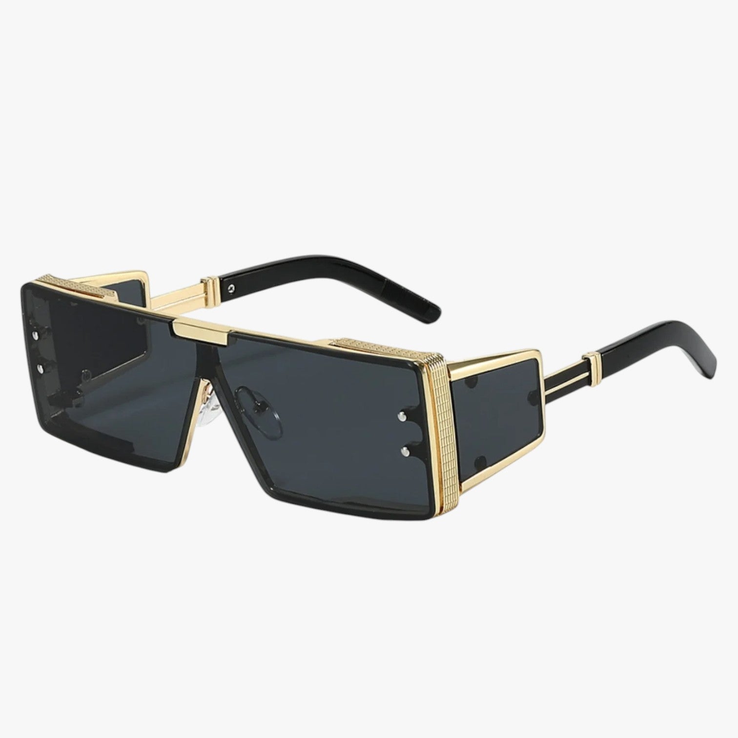 Zamir | Futuristiske firkantedemetal solbriller - Sort - Zamir | Futuristiske firkantedemetal solbriller - €25 - {{ product_tags }
