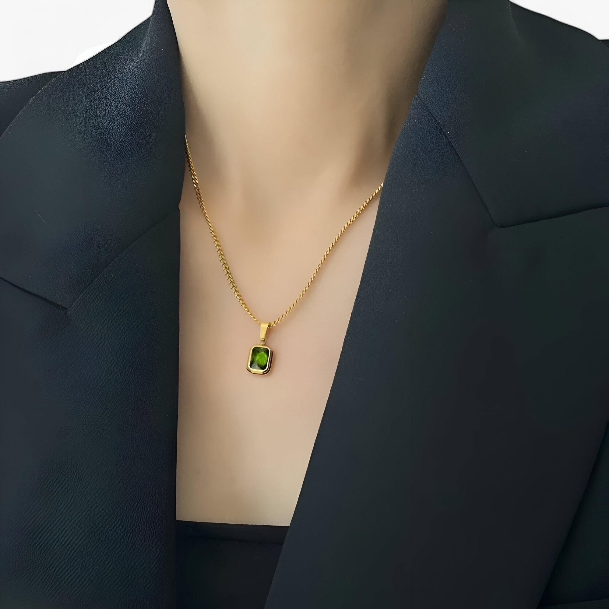 Clarisse | halskæde med smaragder i guldbelægning - elegant og robust - - other - {{ product_tags }