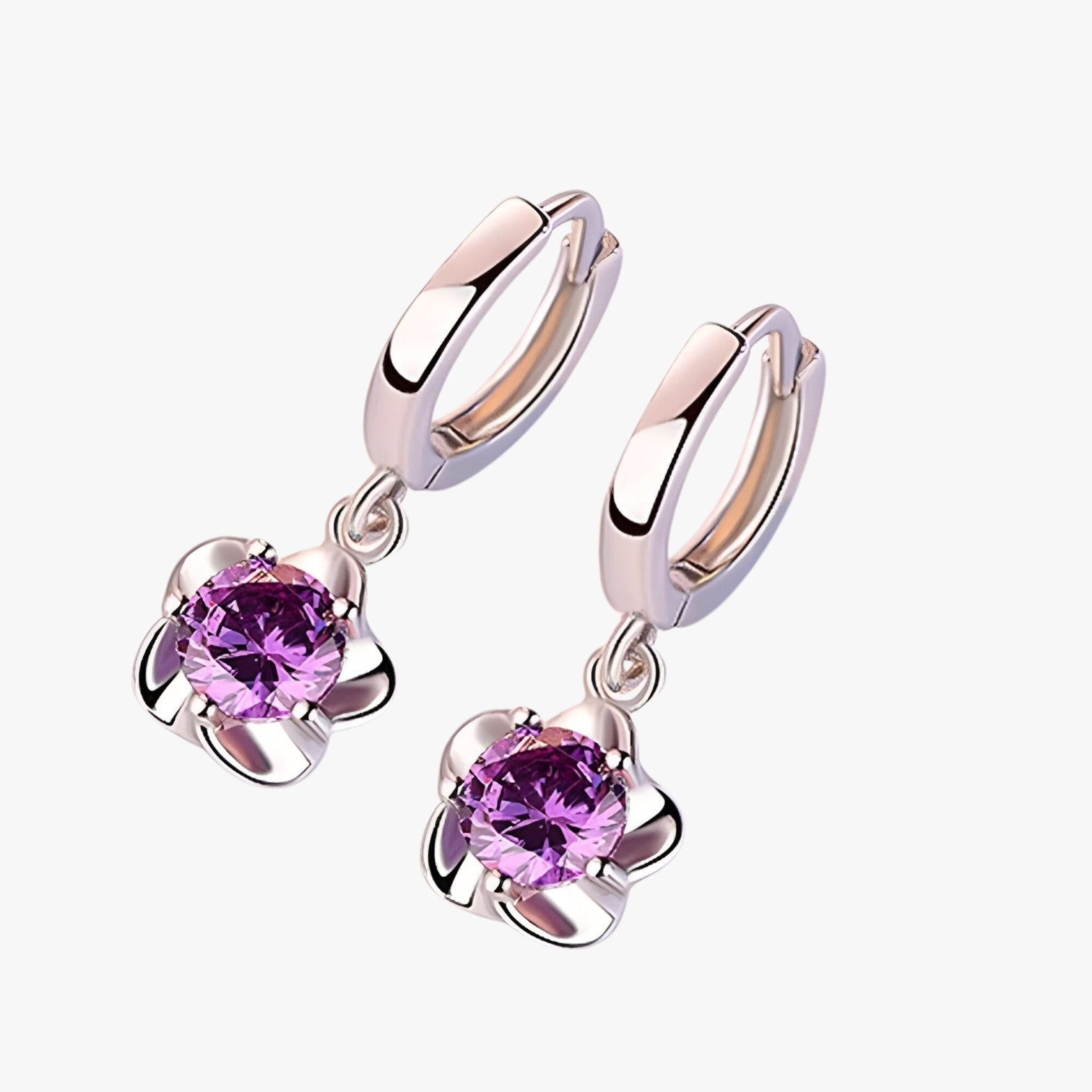 Hazel | Elegante øreringe i sterling sølv – funklende zirkonia-glans - Lilla - women's fashion - {{ product_tags }