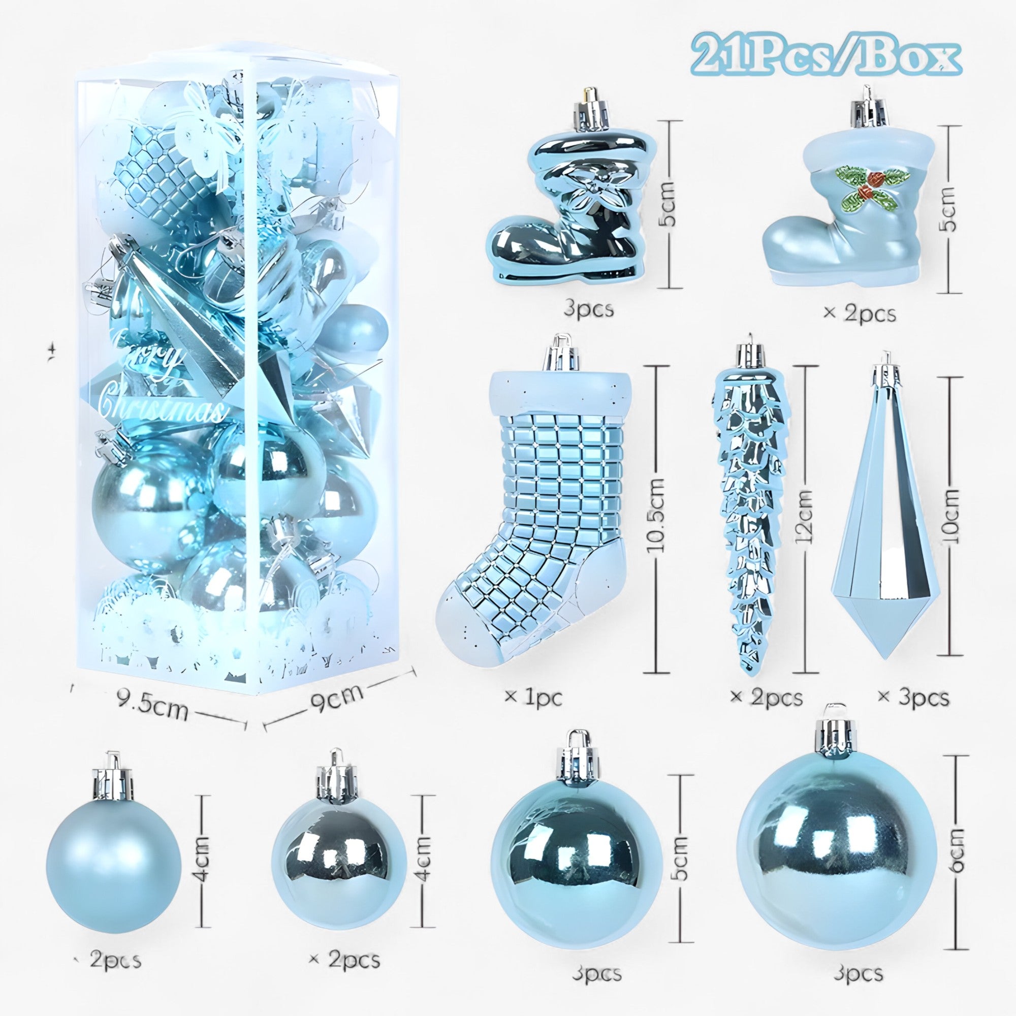 Kristall | 21 stykker julekugle-ornament – elegante istapper-hængere til dekorationer - Blå - christmas - {{ product_tags }