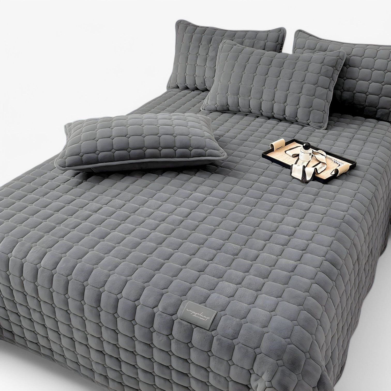 Perla | Blødt fløjl dynebetræk for luksus og komfort - Mørkegrå 230x250cm-King - house & garden - {{ product_tags }