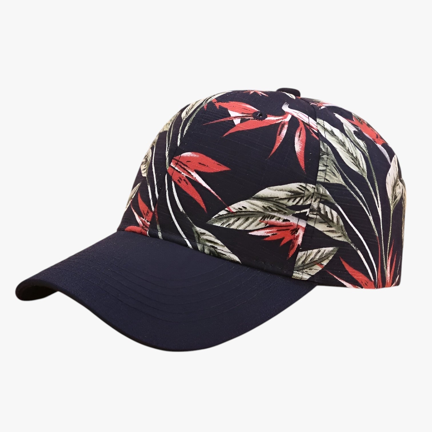 Ezra | Baseball cap i bomuld med bladaffprint og skygge - Mørkeblå Justerbar - men's fashion - {{ product_tags }