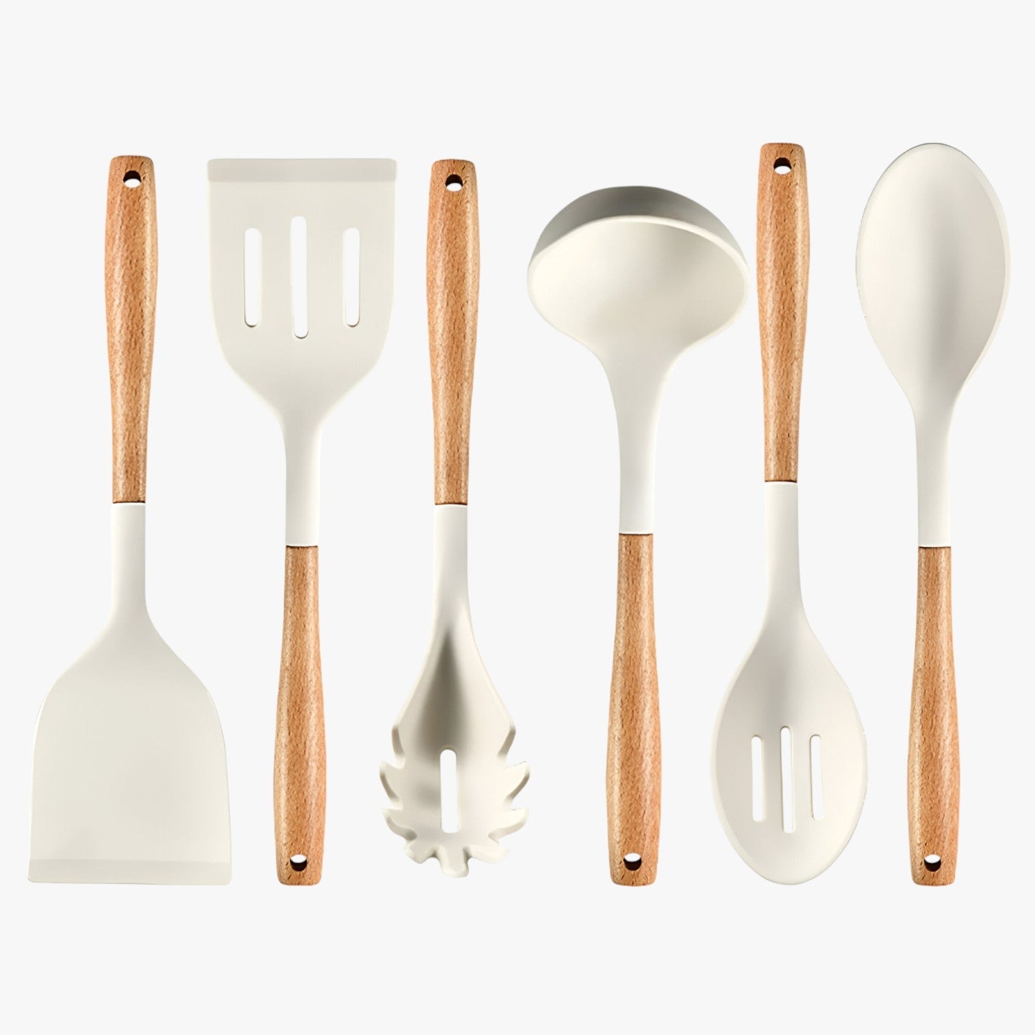 Armando | Silikone køkken sæt – varmebestandig, non-stick og med opbevaringsplads - 6Stykker Hvid - house & garden - {{ product_tags }
