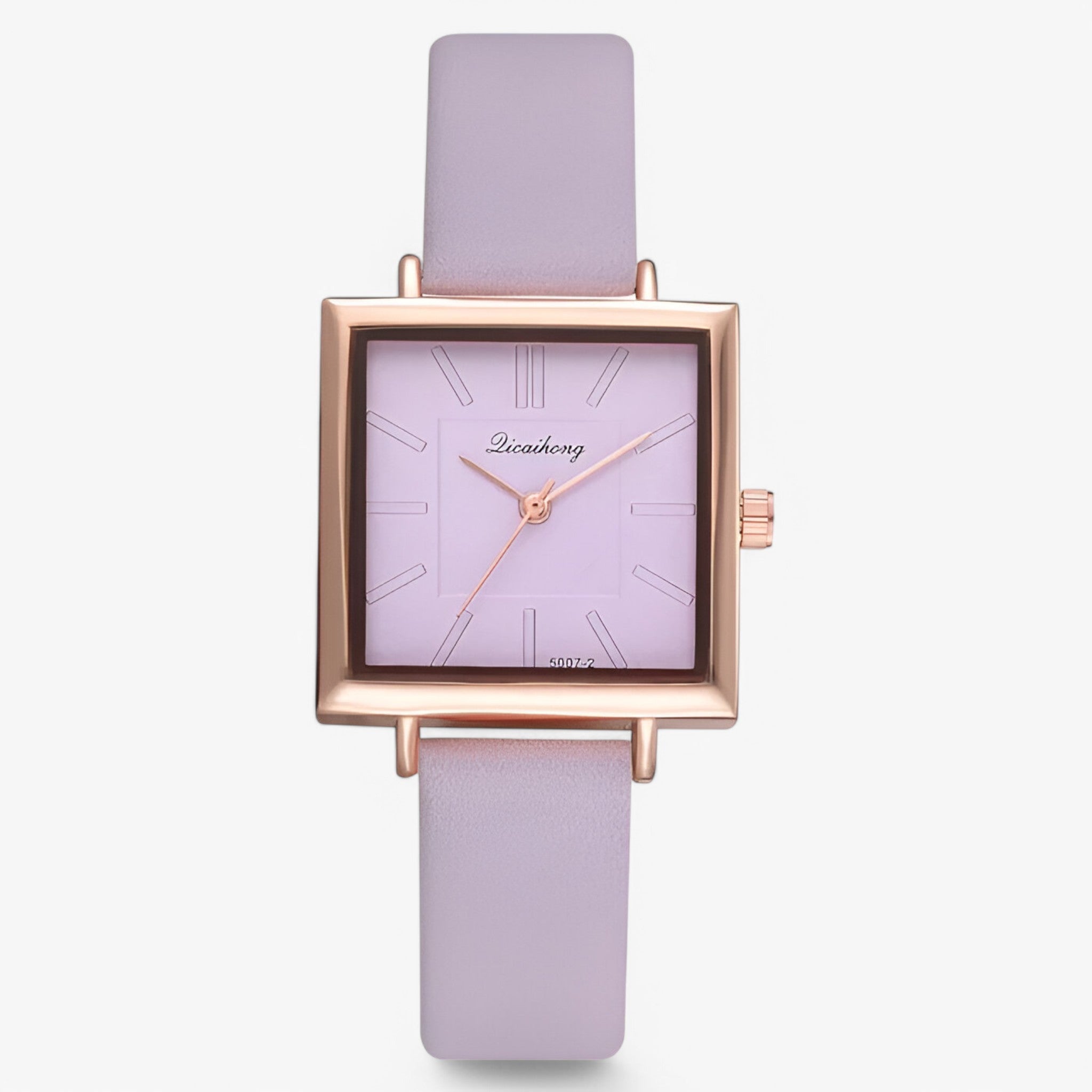 Belle | Rose guld dameur med læderrem og quartz urværk - lilla - watches - {{ product_tags }