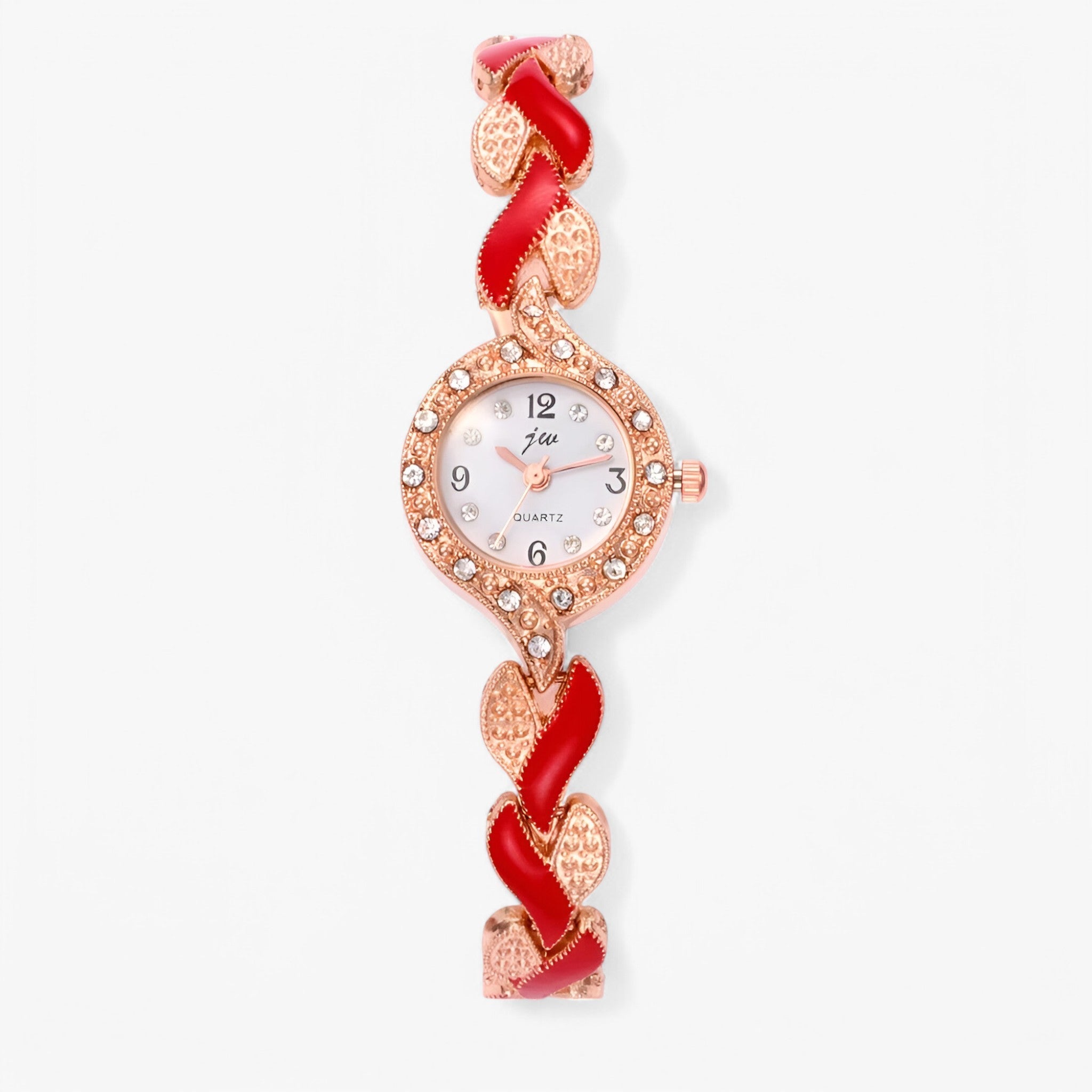 Junifer | Stål dameur med rhinsten og quartz urværk - Rød - watches - {{ product_tags }