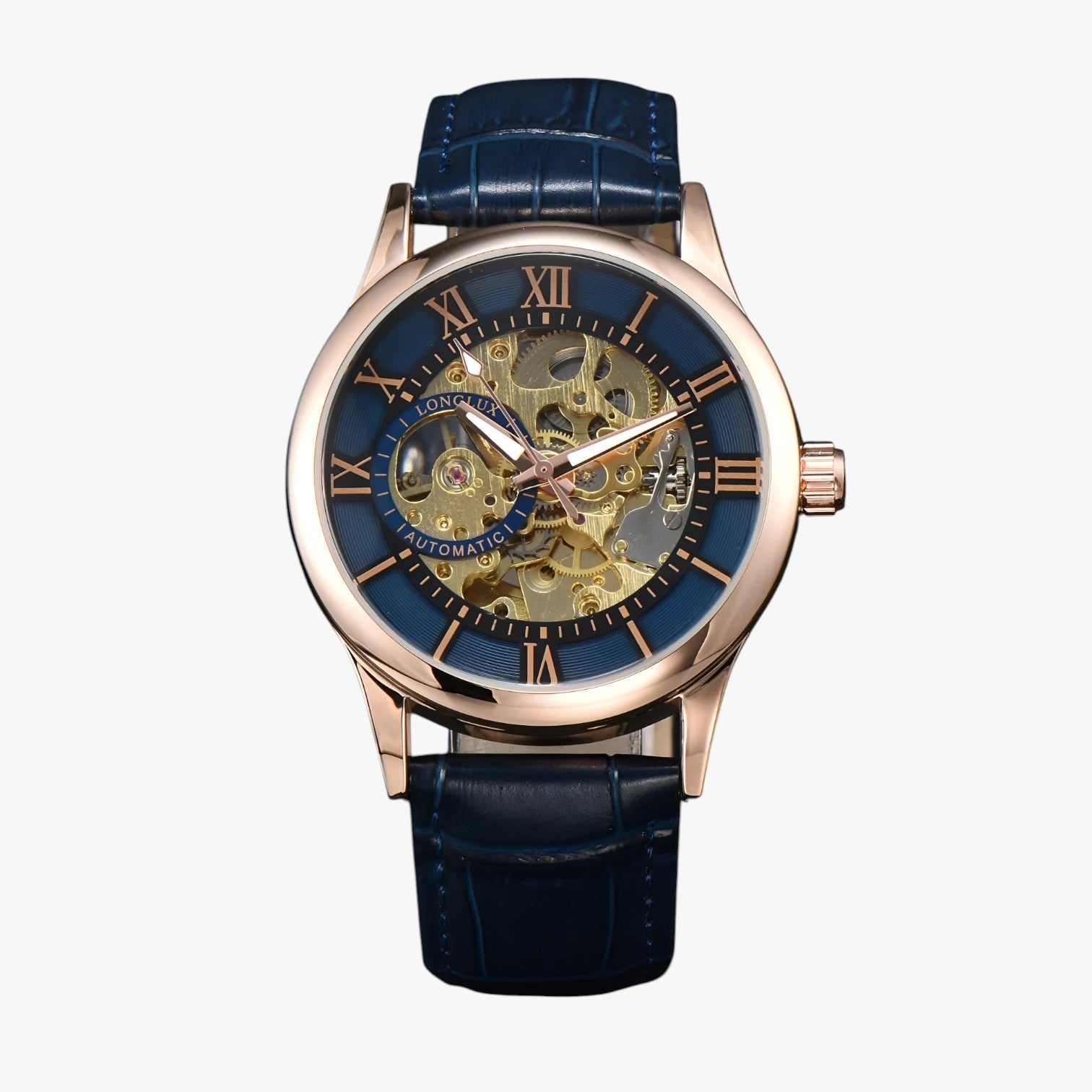 Robert | Elegant vandtæt ur i læder - Rosa guld blå - watches - {{ product_tags }