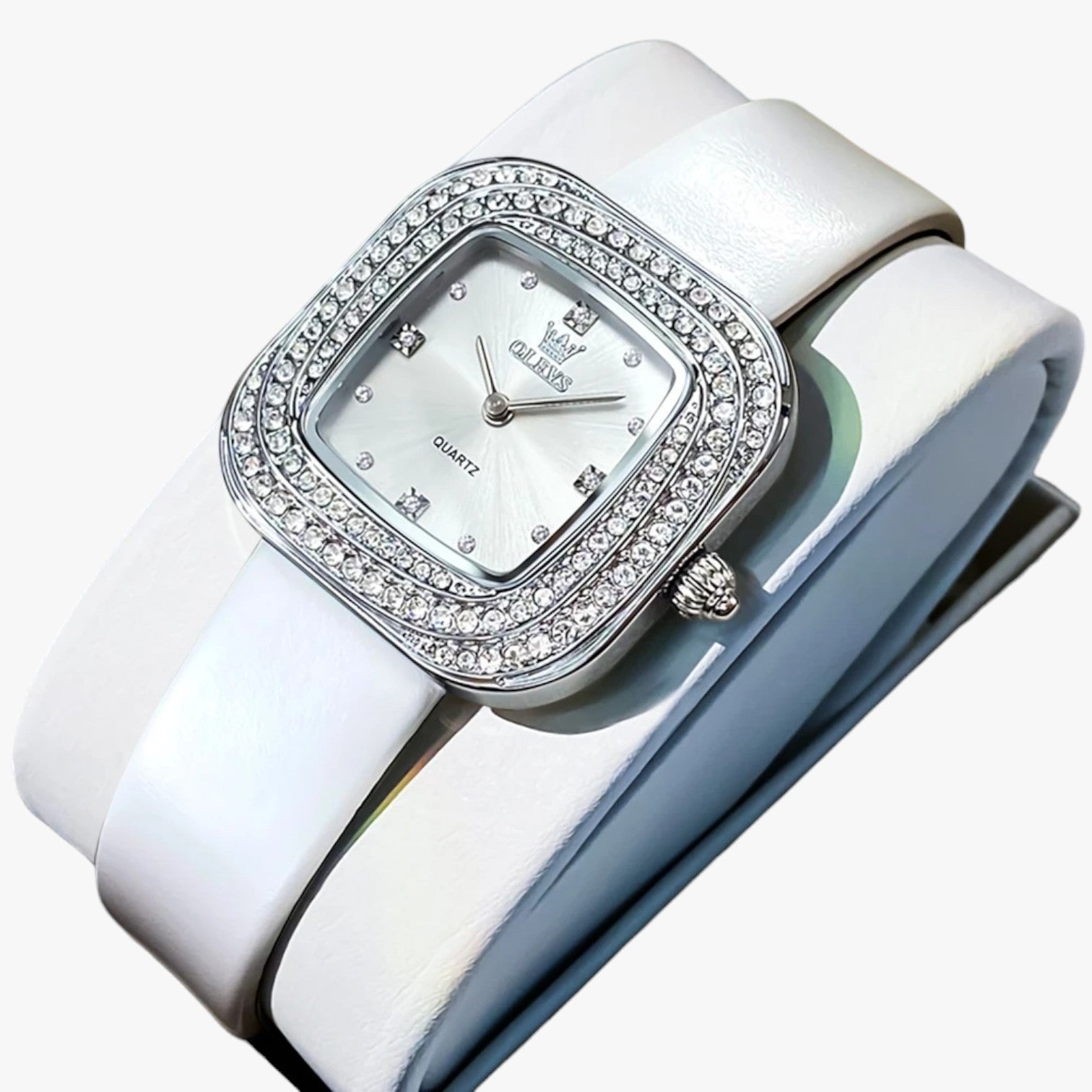 Blair | Elegant firkantet læderur - hvid - watches - {{ product_tags }