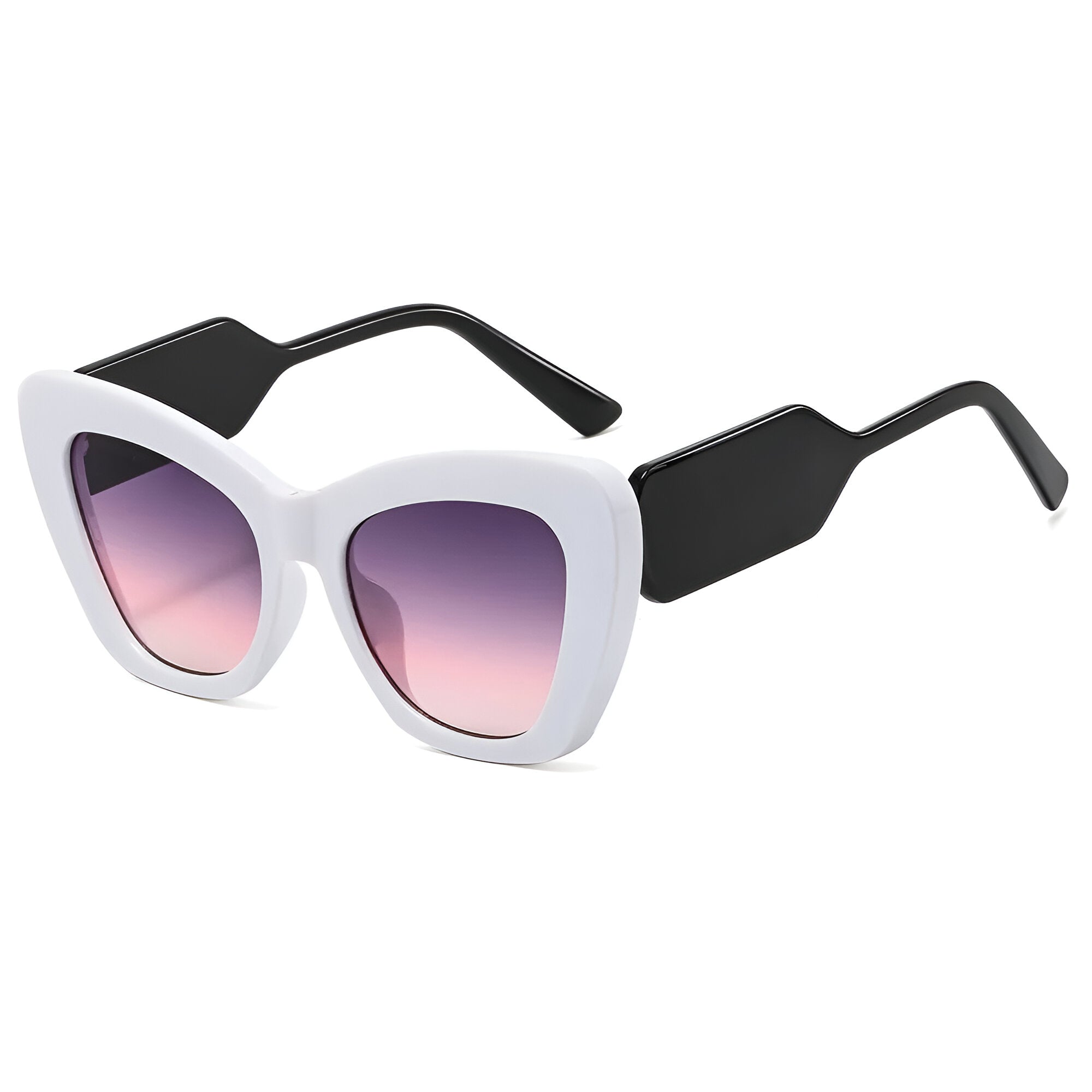 Melanie | Oversized katteøje solbriller med UV400 beskyttelse - hvid lilla som billede - women's fashion - {{ product_tags }