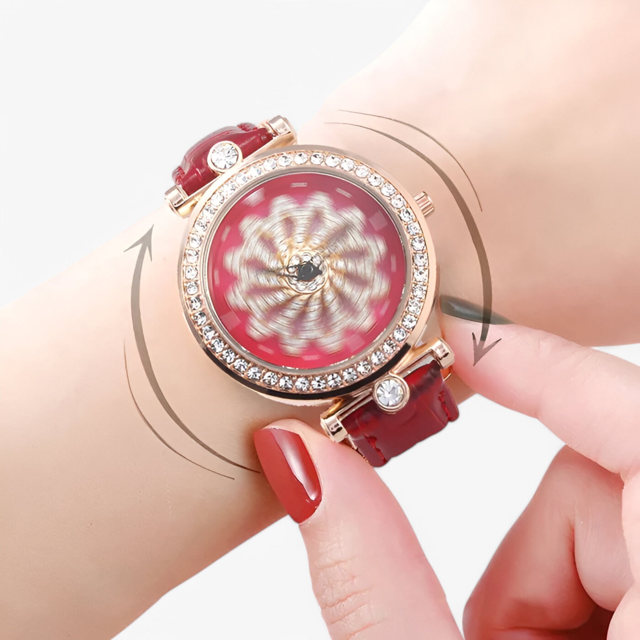 Brenda | Dameur med roterende blomster urskive og elegant mesh-rem - - watches - {{ product_tags }