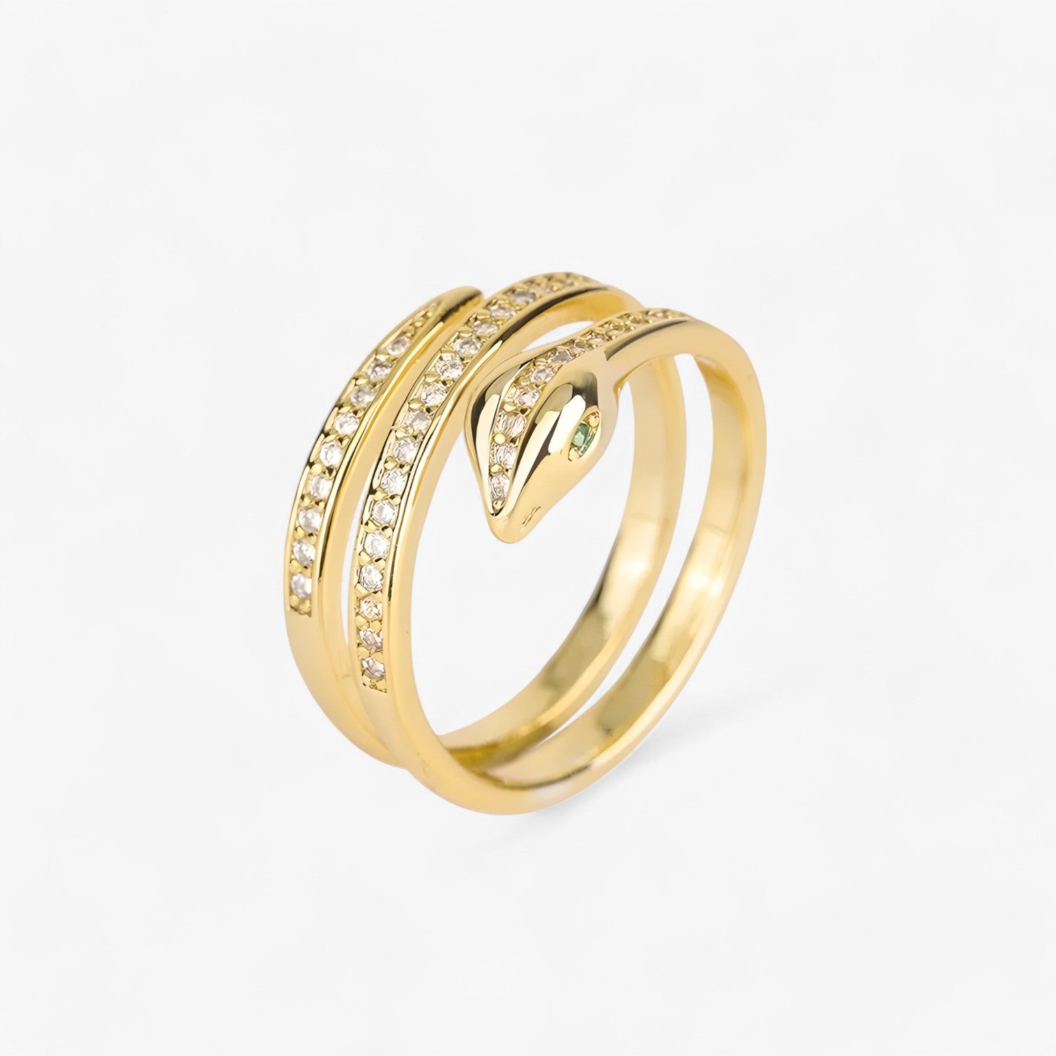 Eleanor | Slangformet ring med zirkonia – Justerbar kobberring til kvinder - justerbar Guld Farve - women's fashion - {{ product_tags }