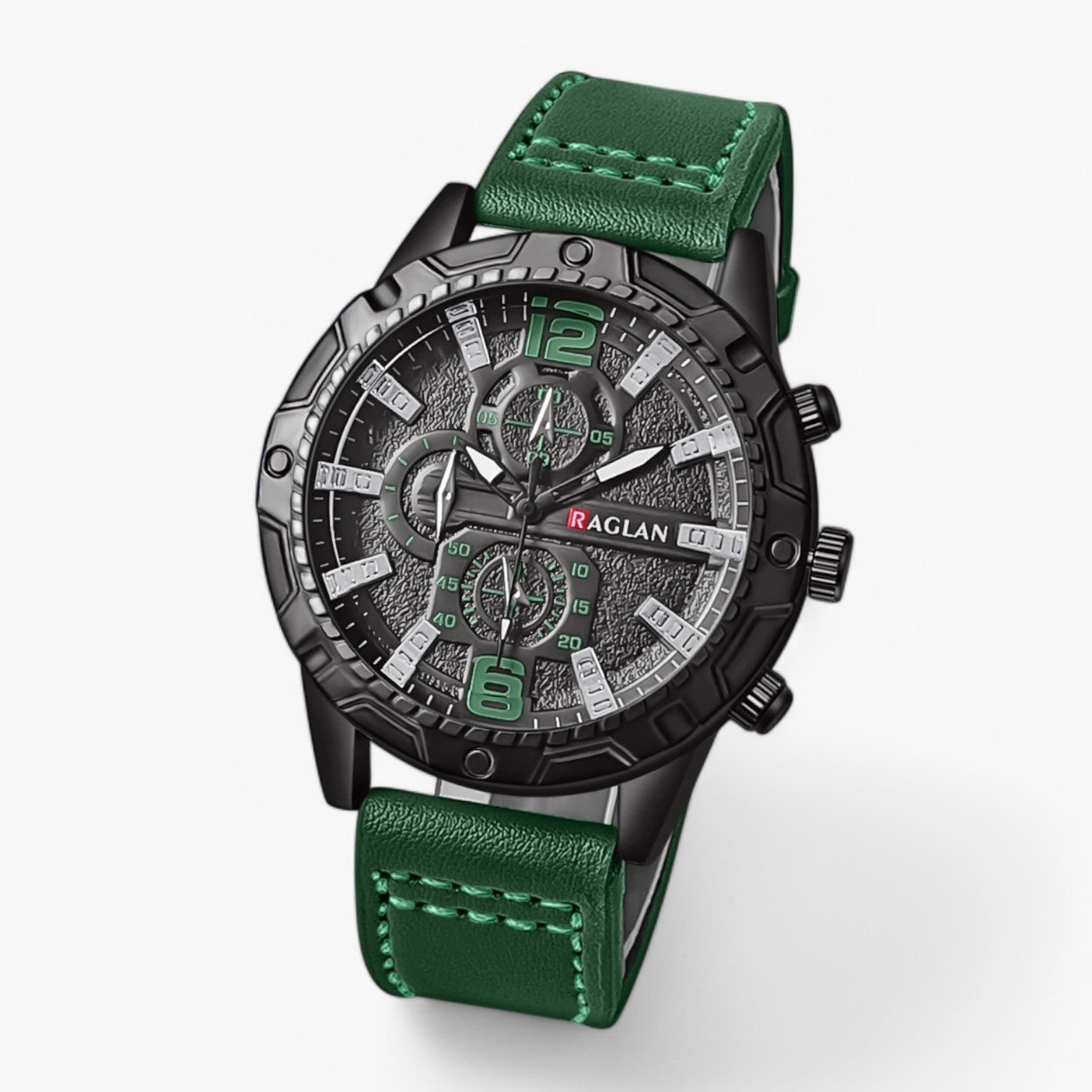 Viggo | Stilfuld & Komfortabel – Læderrem Ur til Mænd - Grøn - watches - {{ product_tags }