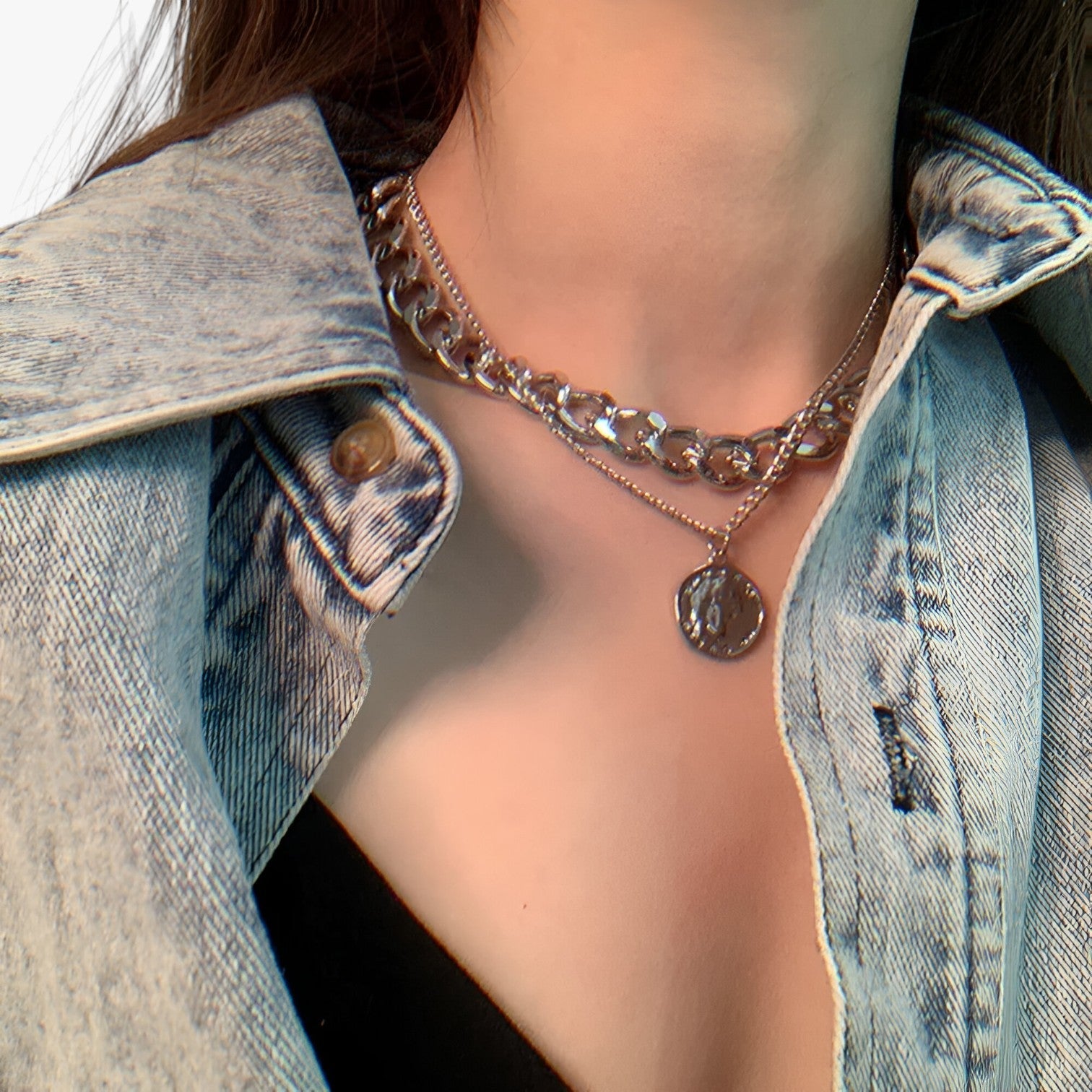 Genevieve | Flere Lag Mønt Halskæde - - women's fashion - {{ product_tags }