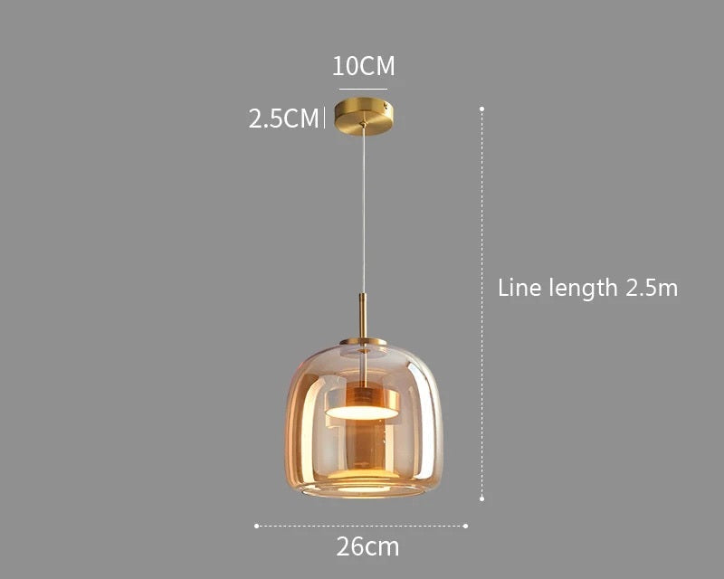 Luksus Glas & Metal Pendellampe - Elegant Hængelys - Design A 26cm - guld - Home Decor - {{ product_tags }