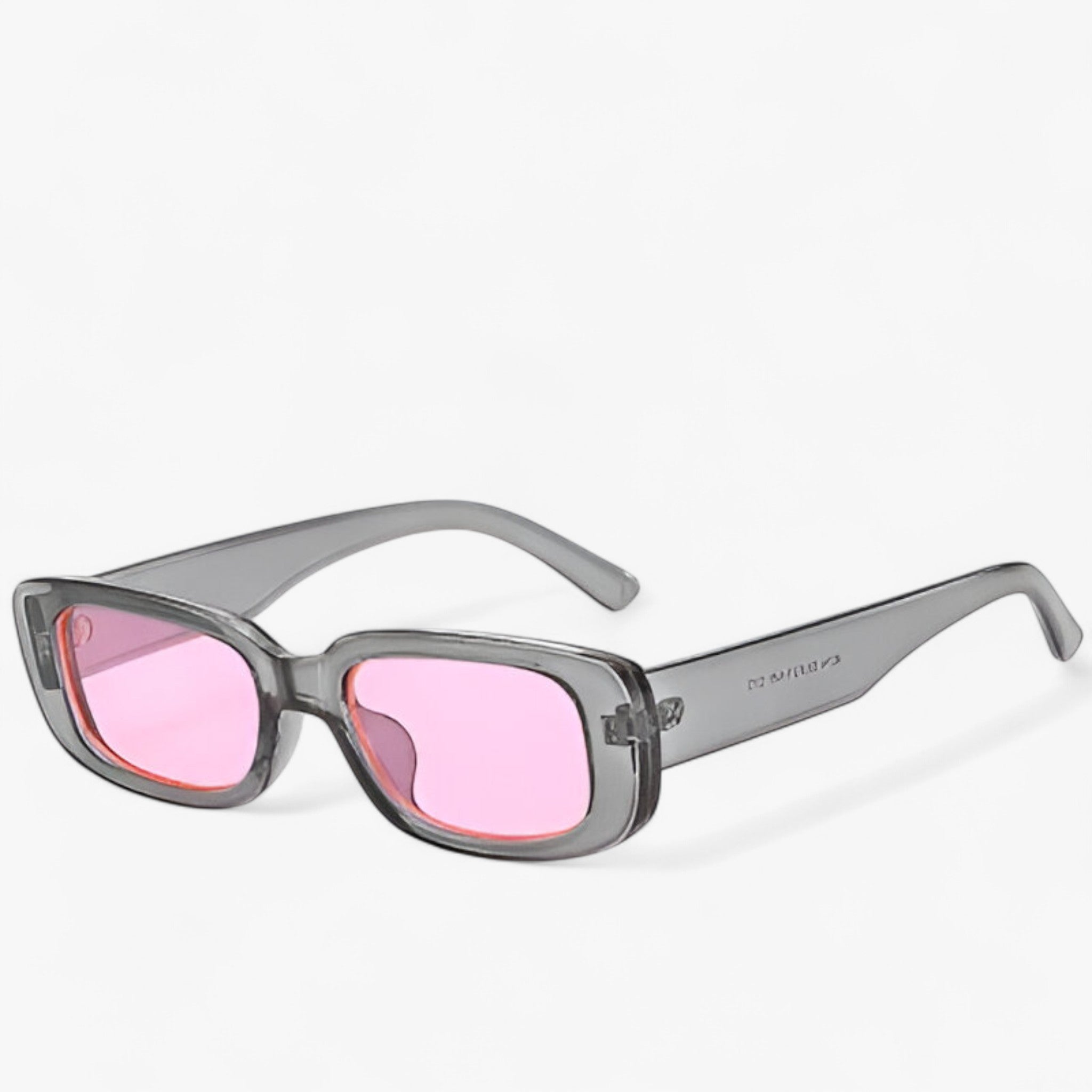 Nico | Unisex retro rektangulære solbriller med sorte linser - grå rosa Som vist - men's fashion - {{ product_tags }