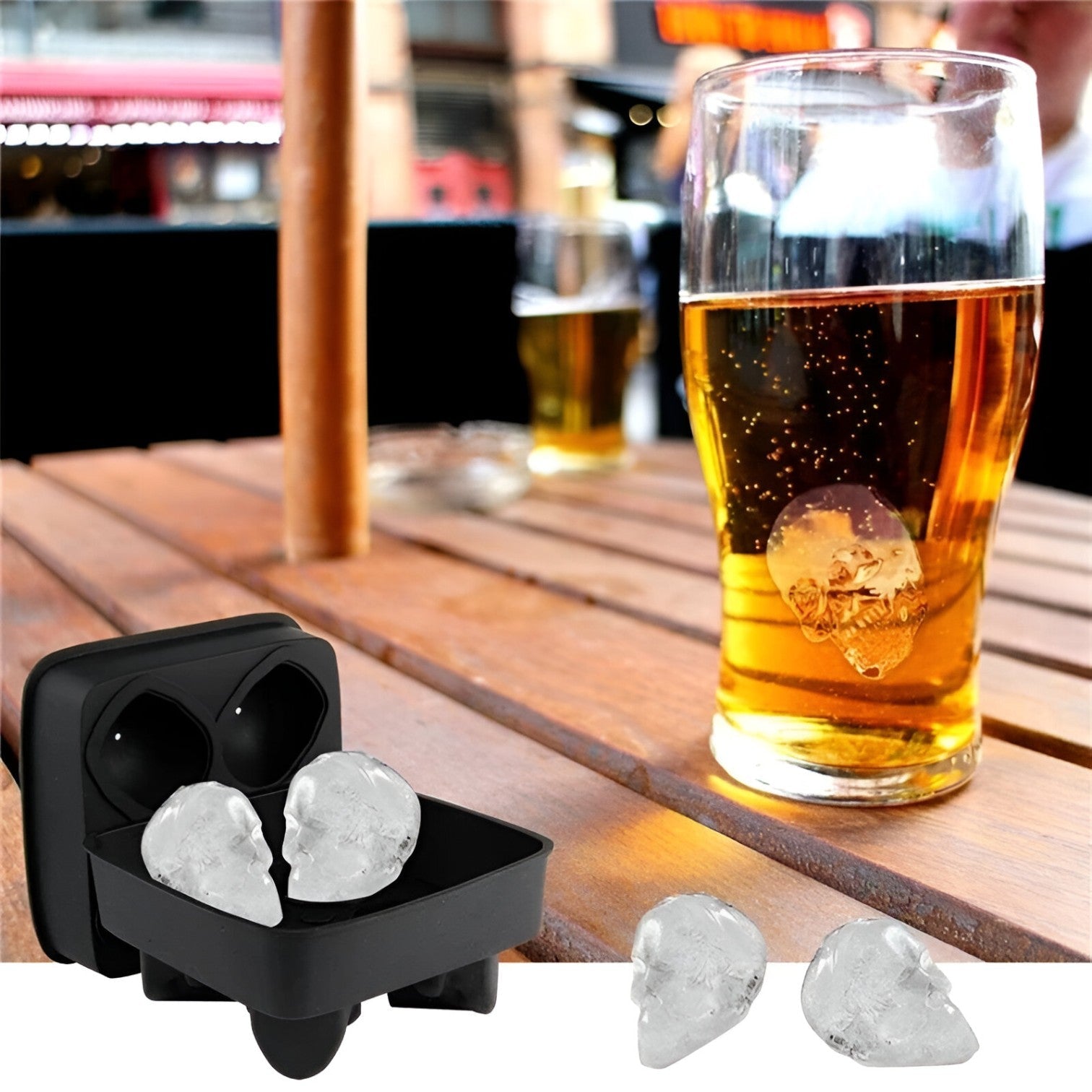 Dexie | 3D kraniet isterningsform med tragt til kreative drikke og cocktails - - gadgets - {{ product_tags }