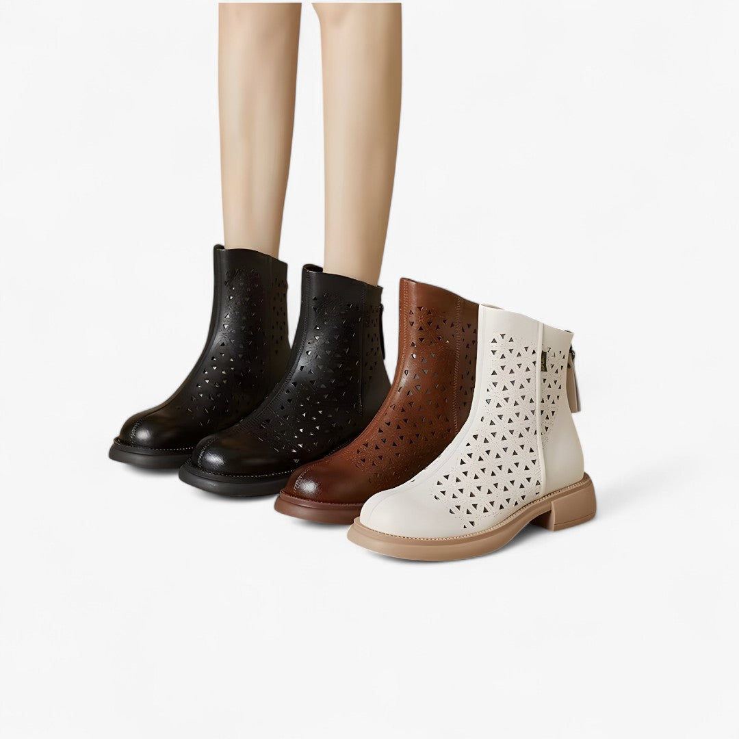 Irene | Sommertrekkstøvler med perforeret platform og lynlås bagpå - - Irene | Sommertrekkstøvler med perforeret platform og lynlås bagpå - €25 - {{ product_tags }