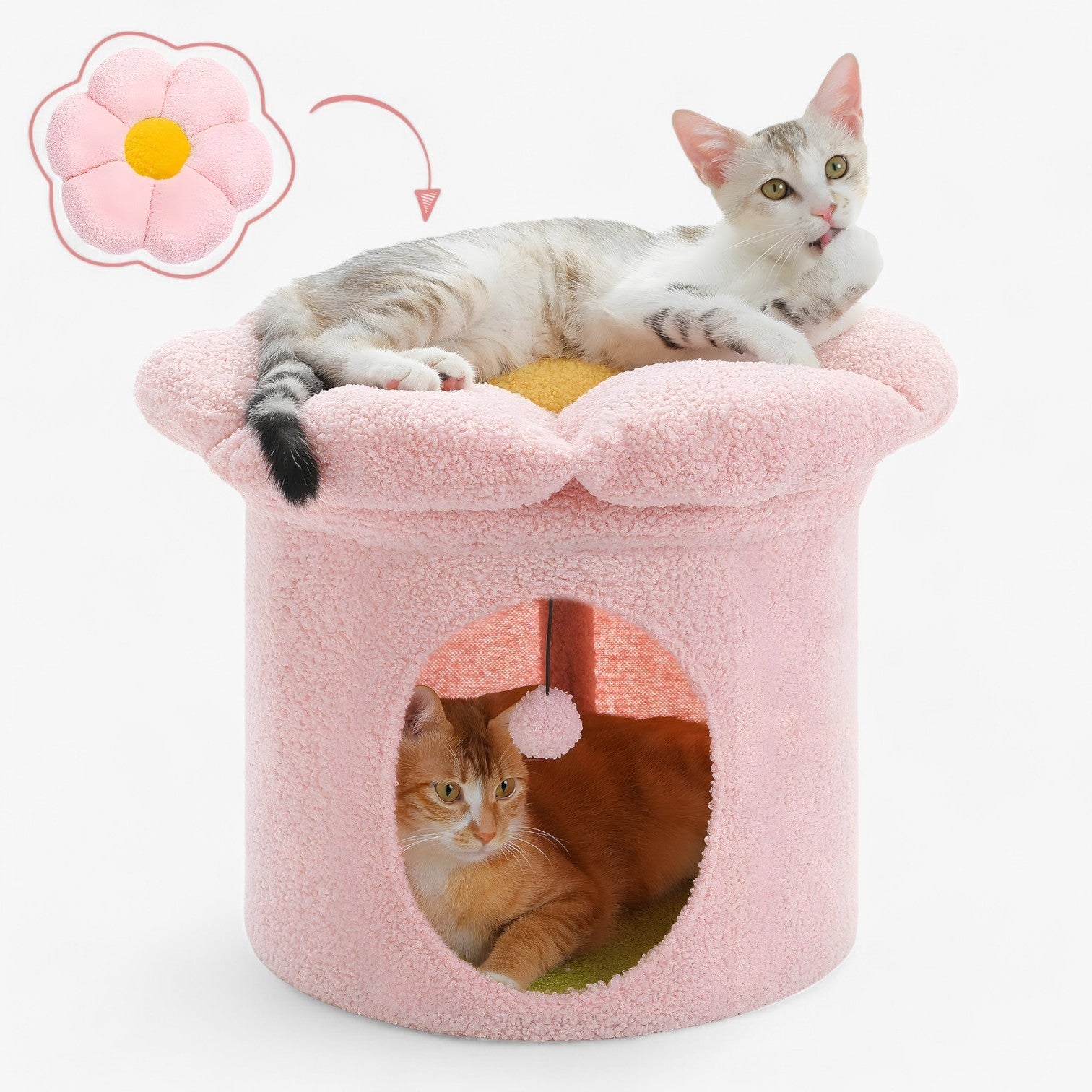 Polly | Sødt Kattehus med Aftagelig Blomsterseng - - house & garden - {{ product_tags }