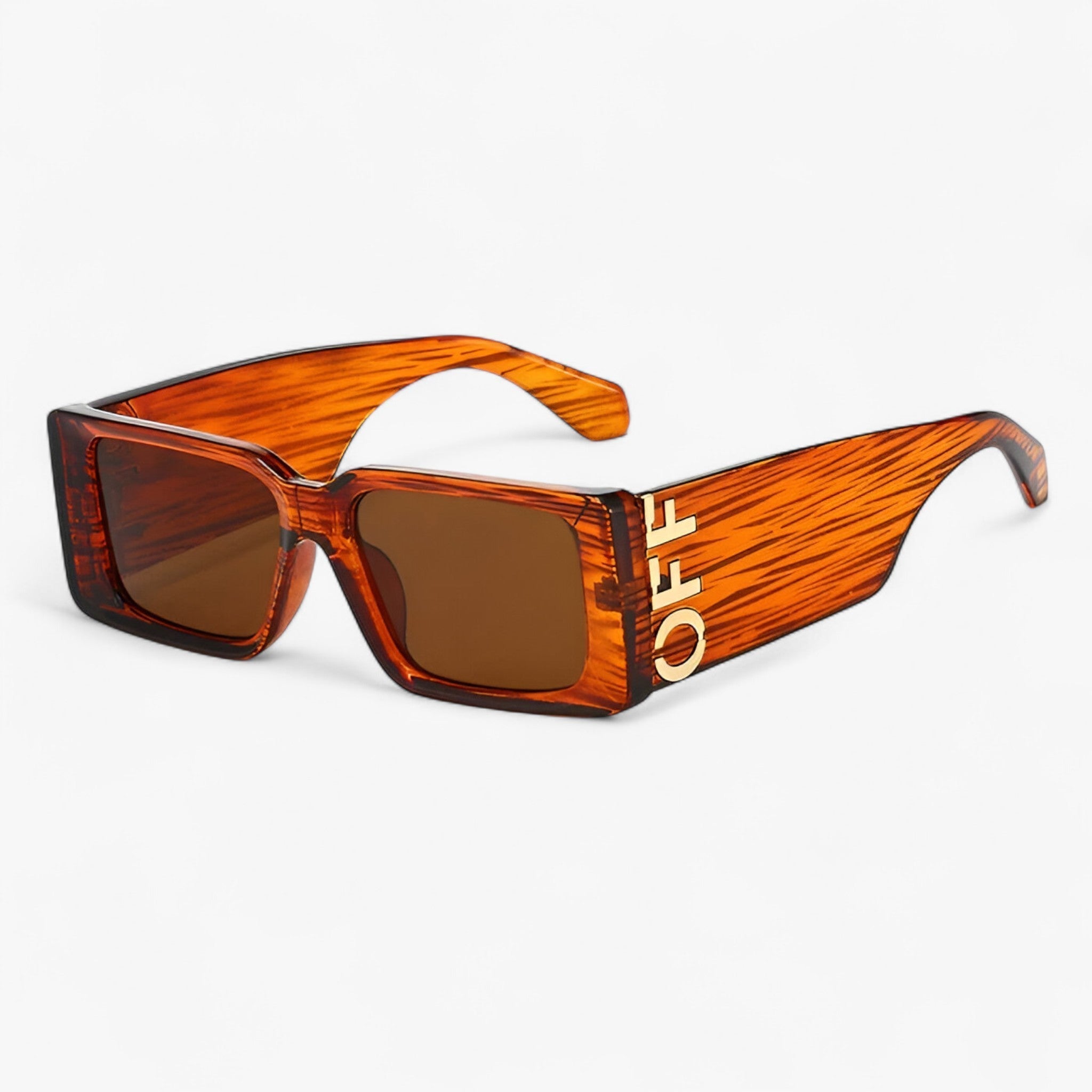Arielle | Retro solbriller med firkantet stel og brede ben - Brun hvede INGEN kasse - women's fashion - {{ product_tags }