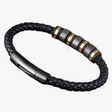 Ryder | Men's Bracelet in Braided Leather with Steel Beads