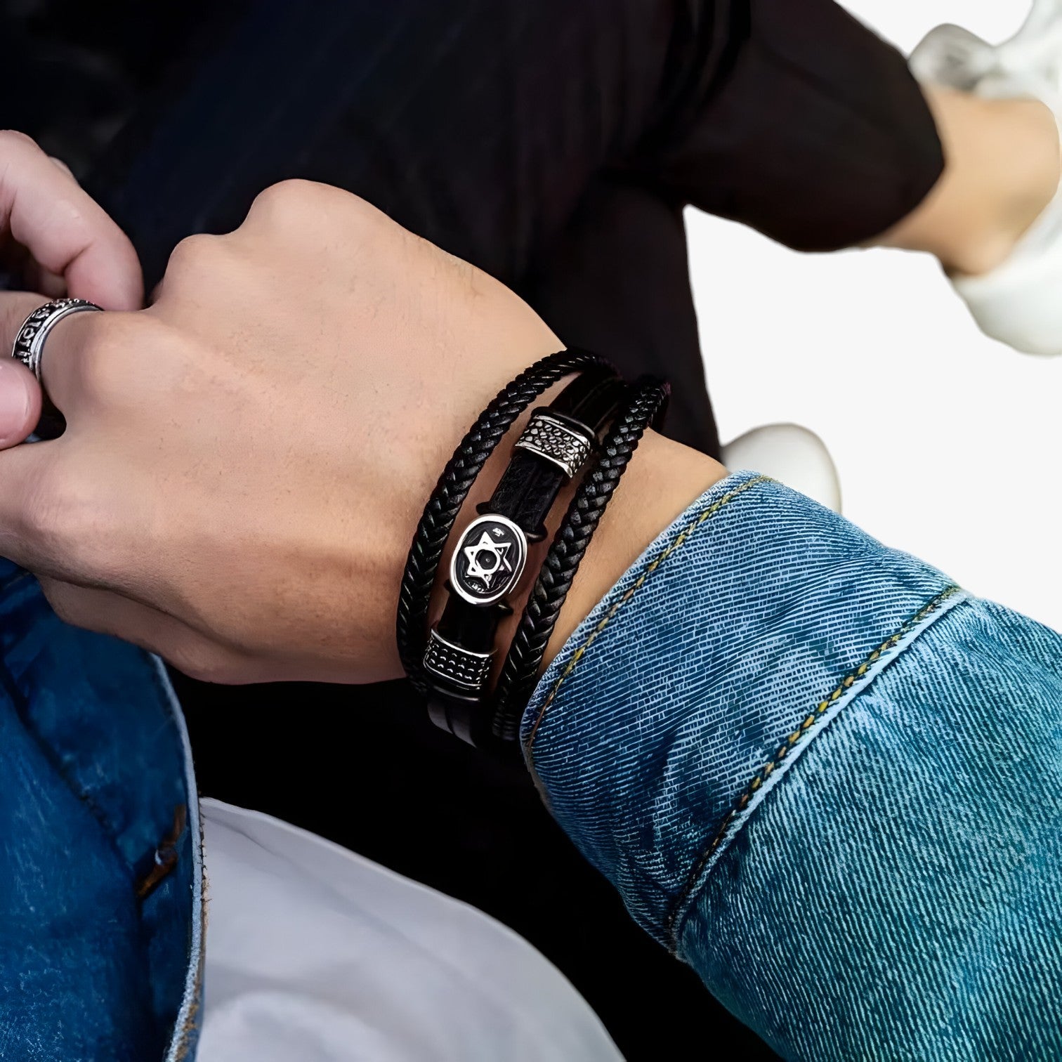 David | Stilig Flerlags Læderarmbånd med Magnetlukning - - watches - {{ product_tags }