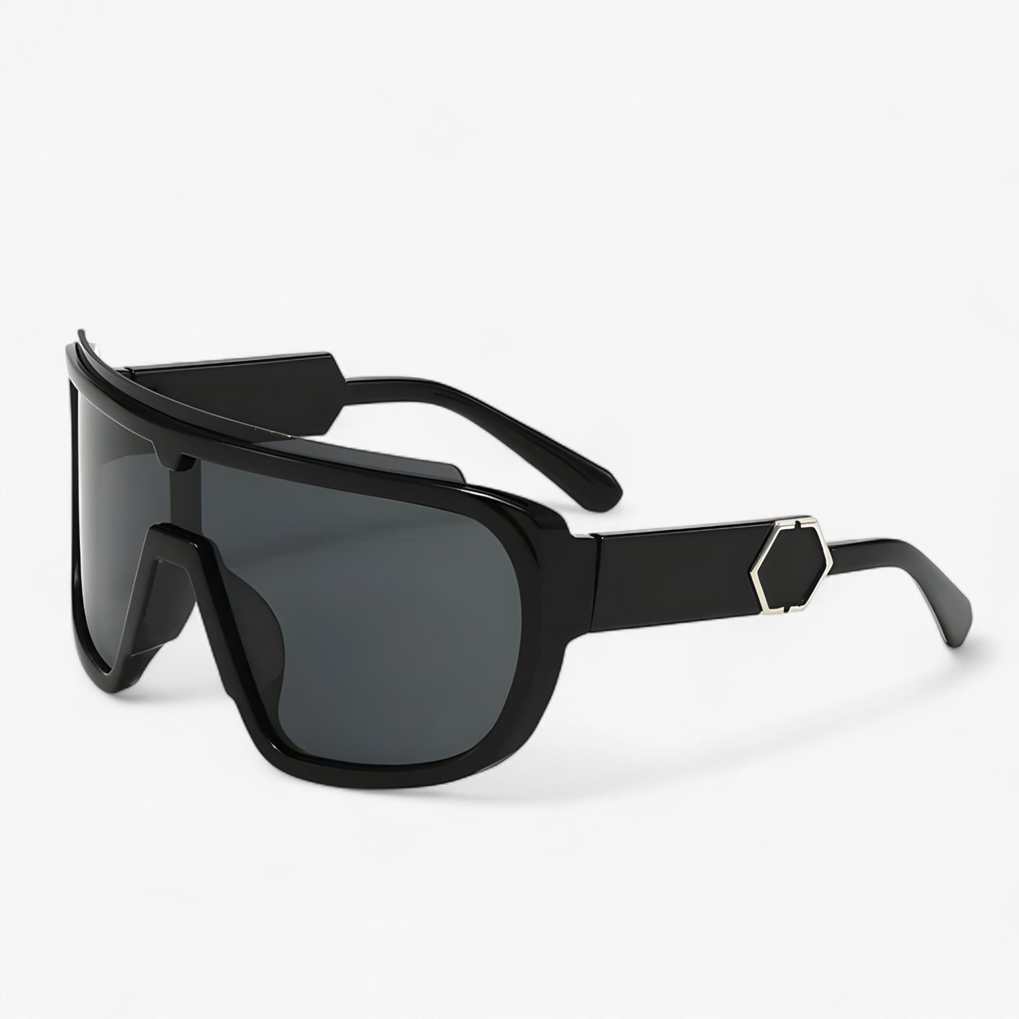 Noah | Overdimensionerede wraparound monoblok solbriller - SortGrå - watches - {{ product_tags }