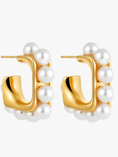 Audrey | Elegante Chunky Guld Perle Hoops – Hypoallergenisk & Stilet