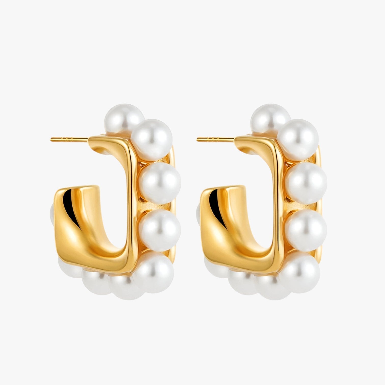 Audrey | Elegante Chunky Guld Perle Hoops – Hypoallergenisk & Stilet - - women's fashion - {{ product_tags }