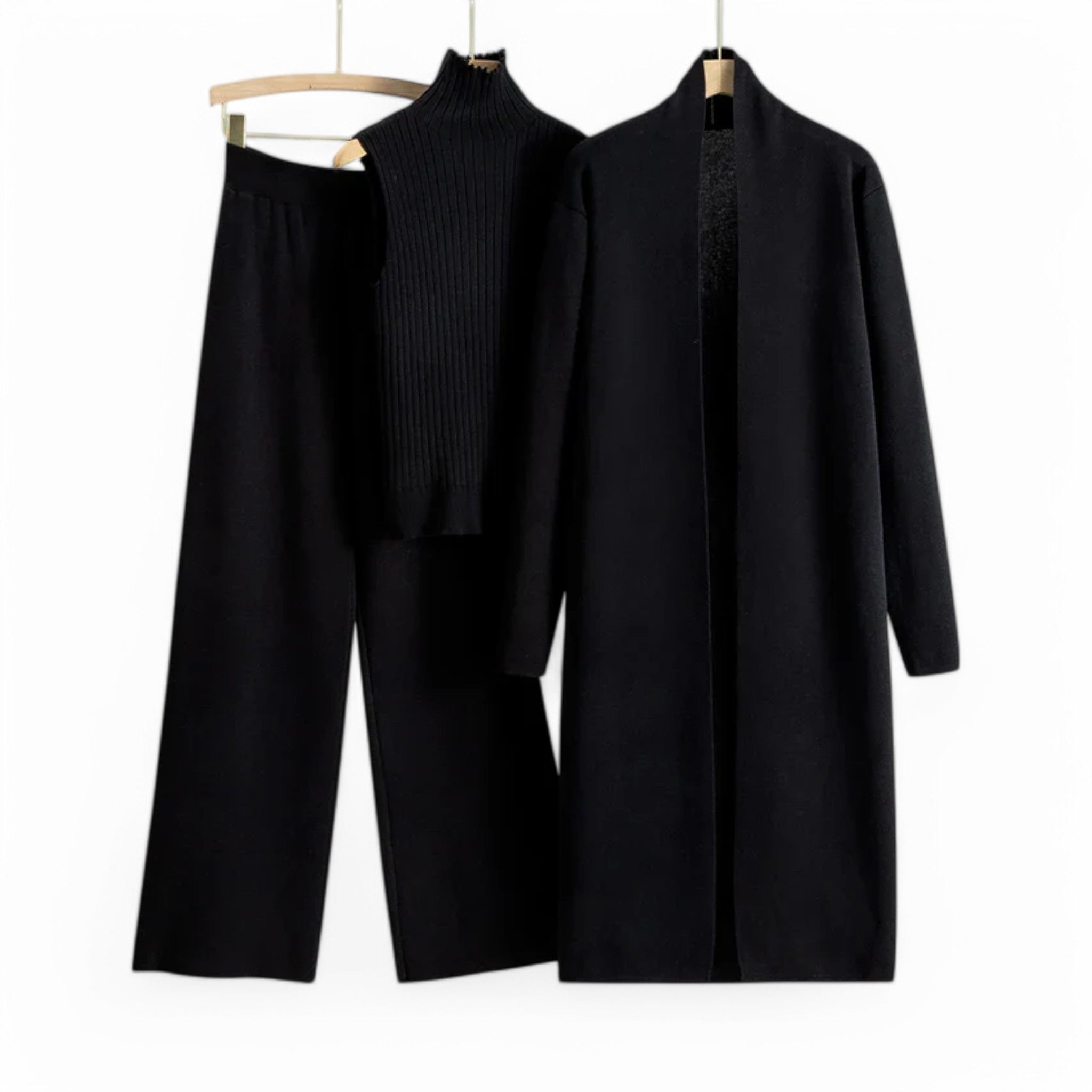 Ivy I Vintage Strikkesæt i 3 dele - Sort En størrelse - women's fashion - {{ product_tags }