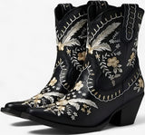 Daisy | Suede western boots with wide heel in cowgirl style